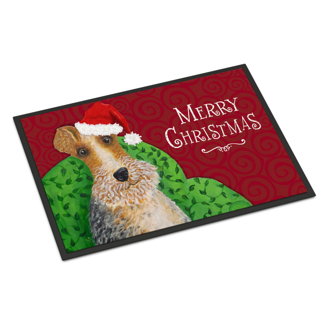 18 x 27 in. Wire Fox Terrier Christmas Indoor or Outdoor Mat