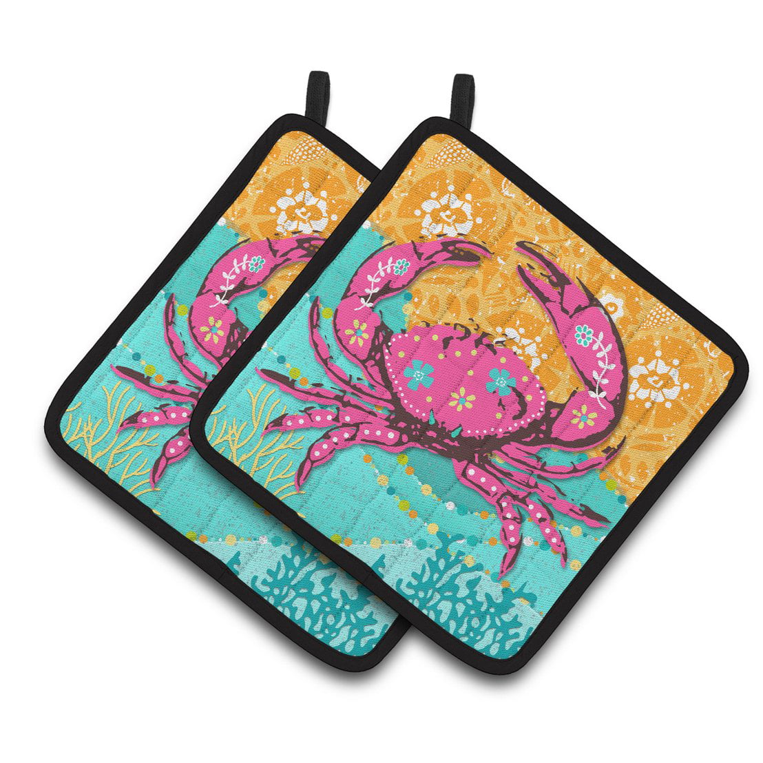 Picture of Carolines Treasures VHA3028PTHD Coastal Pink Crab Pair of Pot Holders