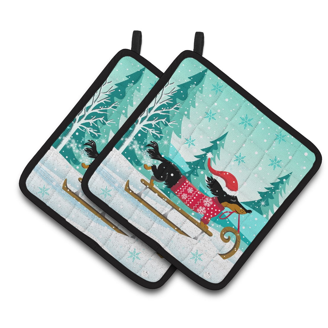 Picture of Carolines Treasures VHA3030PTHD Merry Christmas Dachshund Pair of Pot Holders