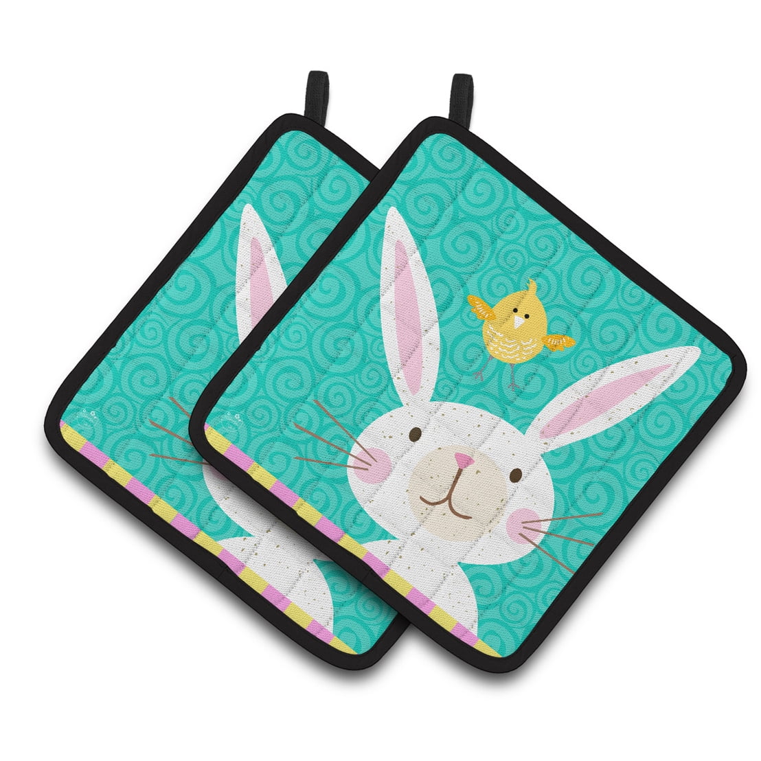 Picture of Carolines Treasures VHA3032PTHD Happy Easter Rabbit Pair of Pot Holders