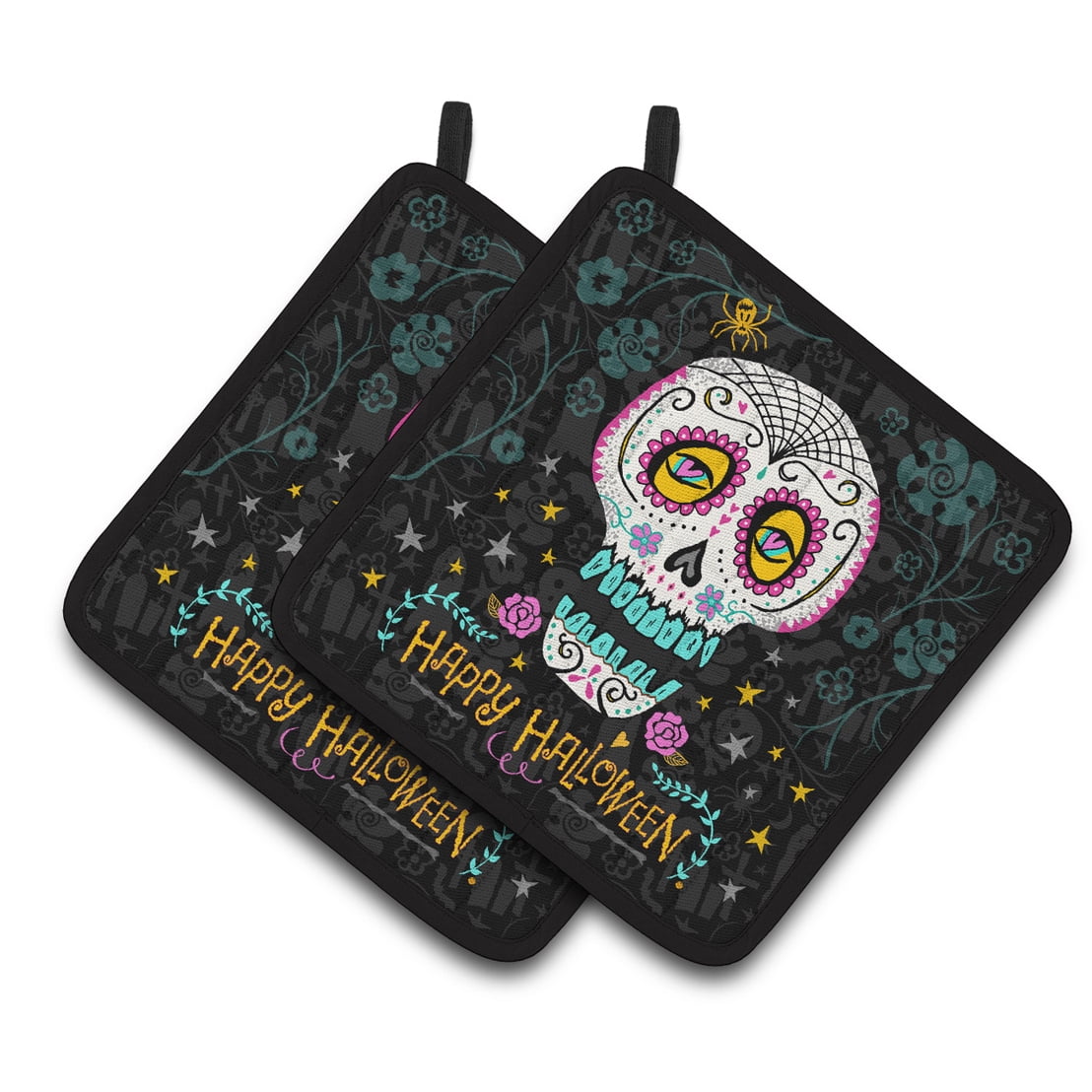Picture of Carolines Treasures VHA3035PTHD Happy Halloween Day of the Dead Pair of Pot Holders