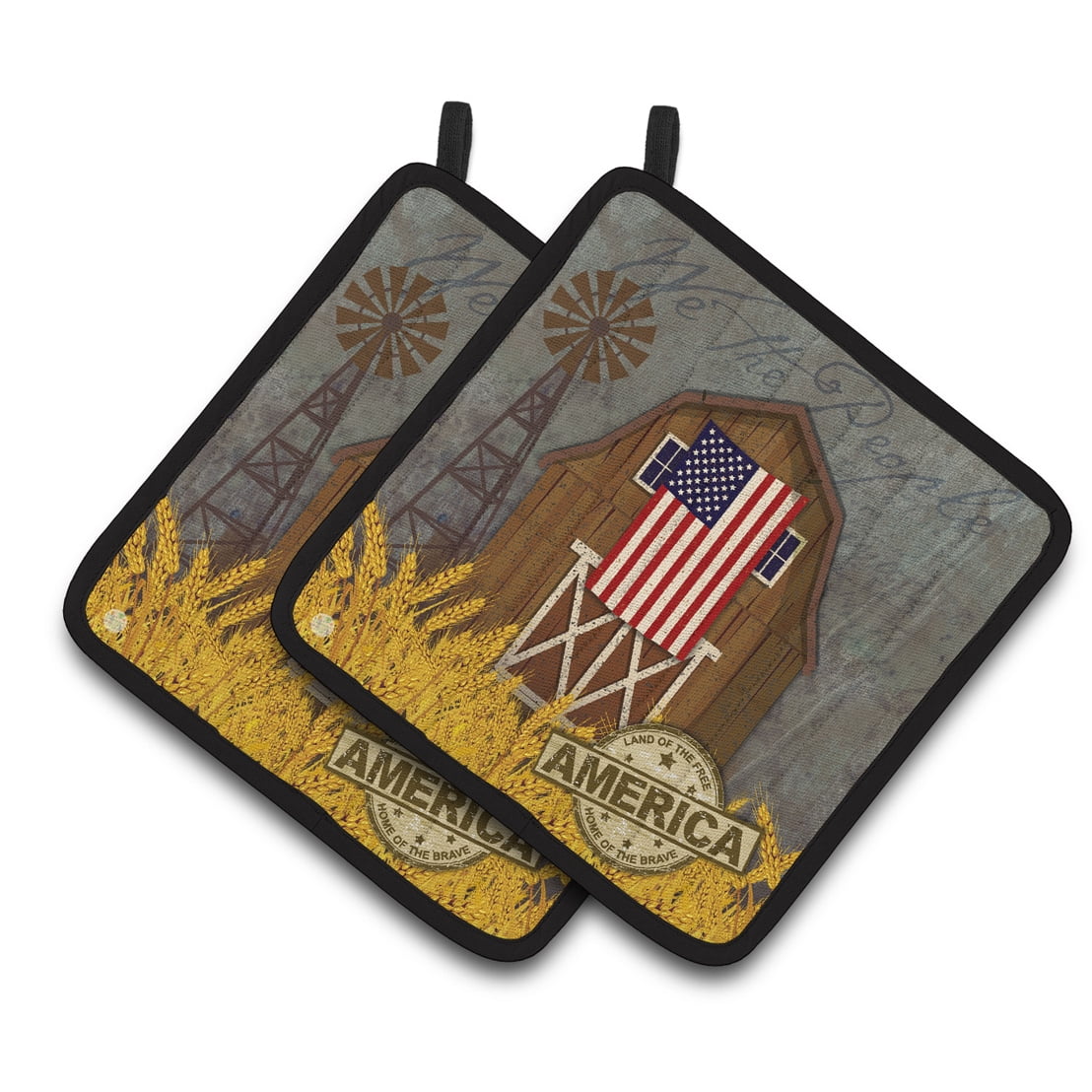 Picture of Carolines Treasures VHA3036PTHD Patriotic Barn Land of America Pair of Pot Holders