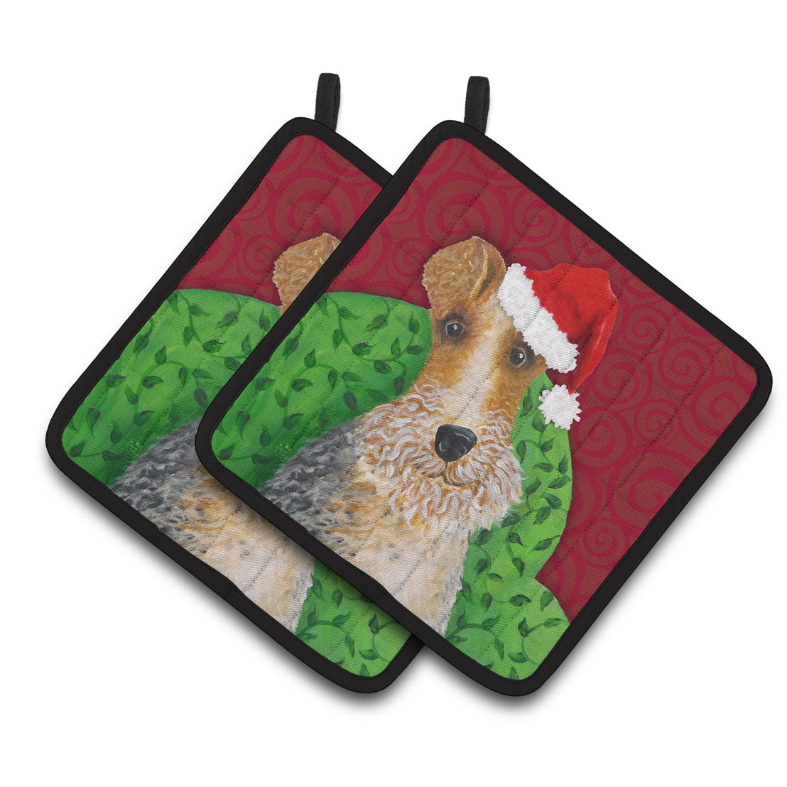 Picture of Carolines Treasures VHA3040PTHD Wire Fox Terrier Christmas Pair of Pot Holders