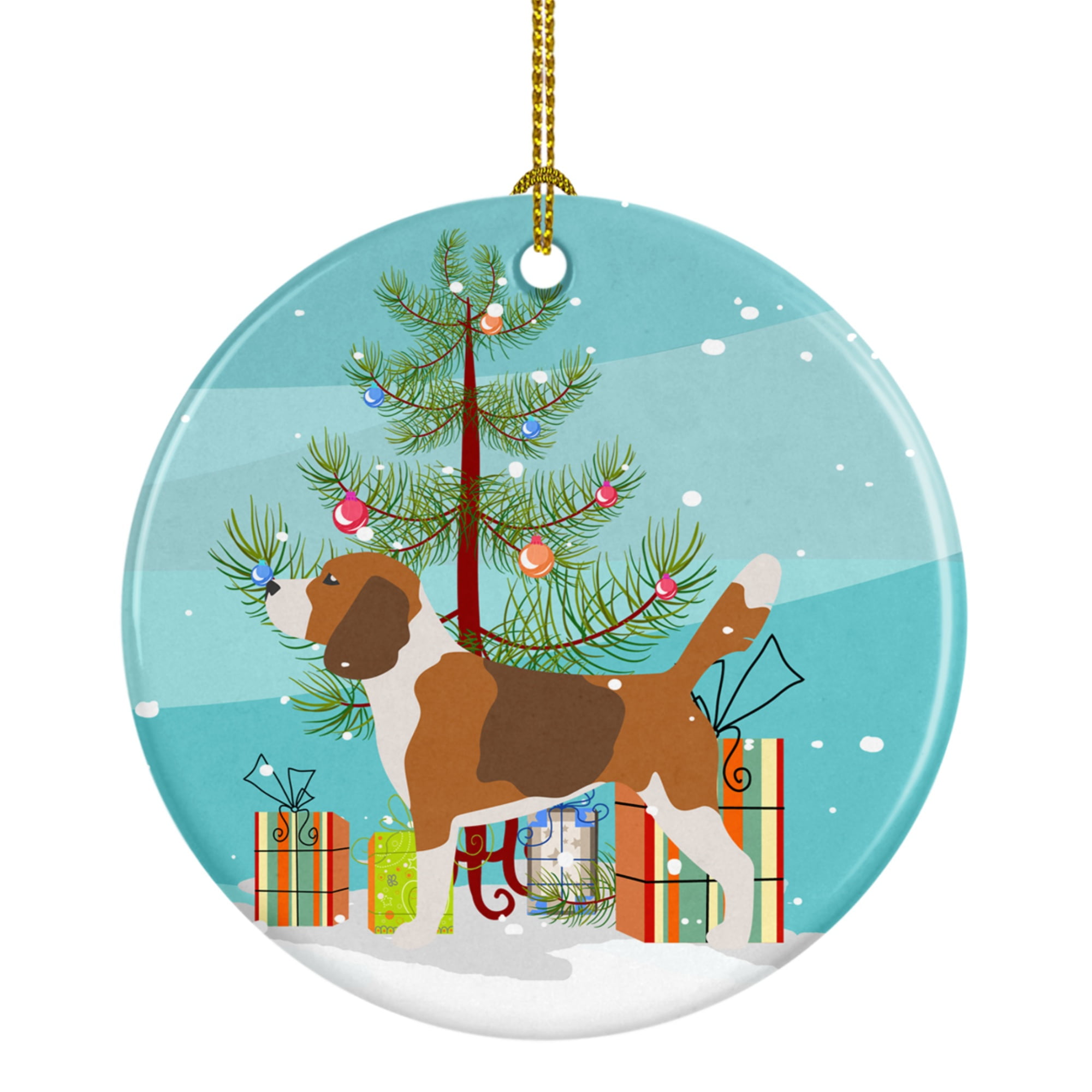 Beagle Merry Christmas Tree Ceramic Ornament