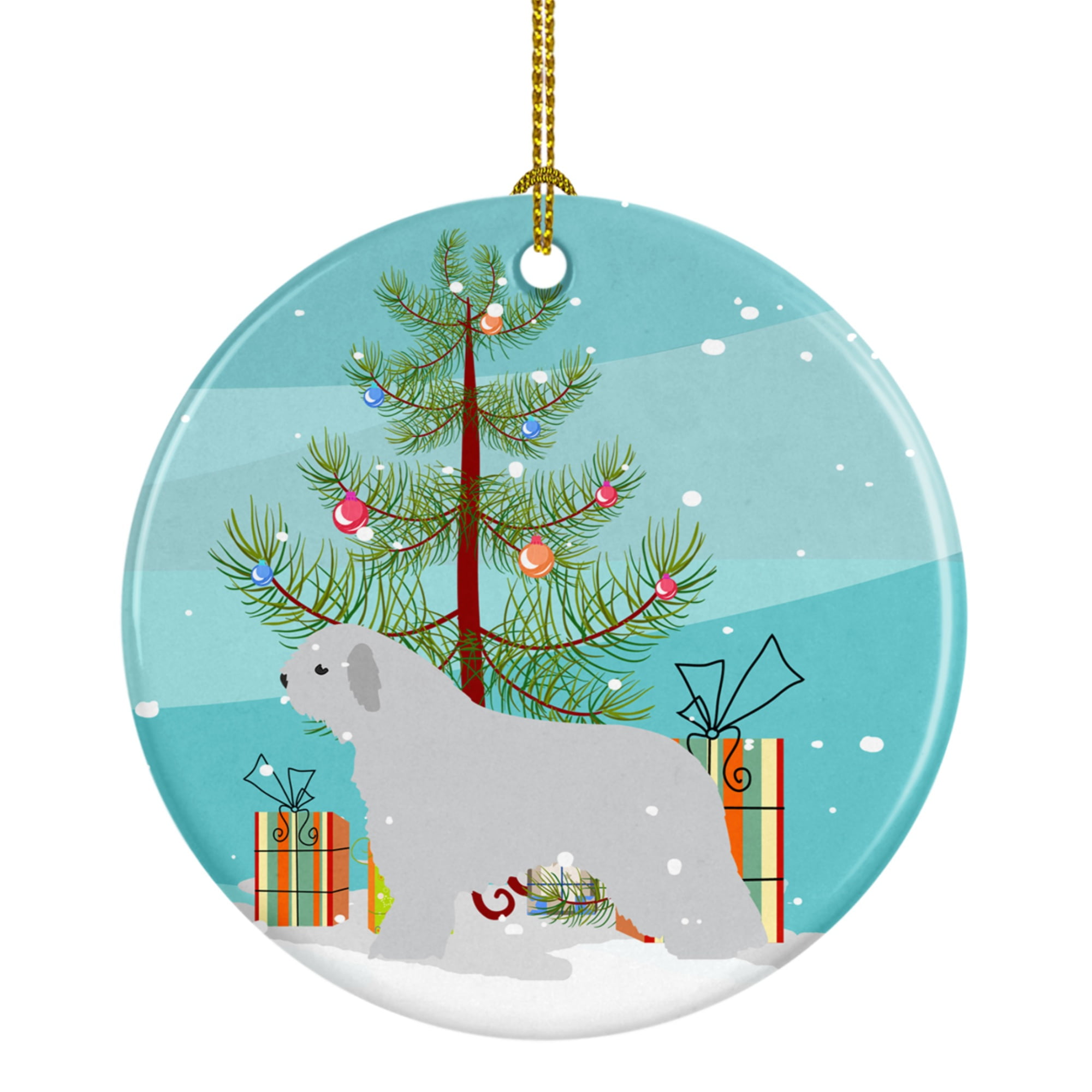 Spanish Water Dog Merry Christmas Tree Ceramic Ornament