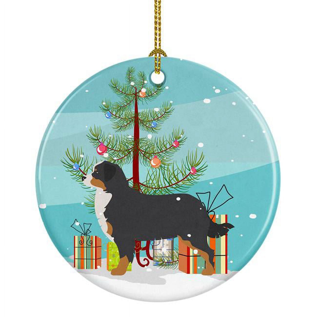 Bernese Mountain Dog Merry Christmas Tree Ceramic Ornament