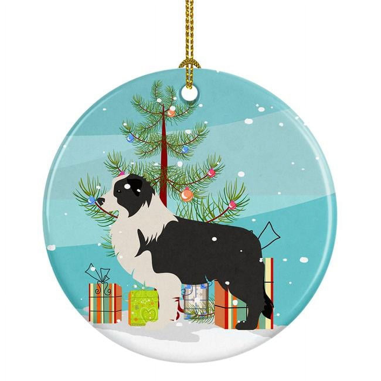 BB2941CO1 Black Border Collie Merry Christmas Tree Ceramic Ornament