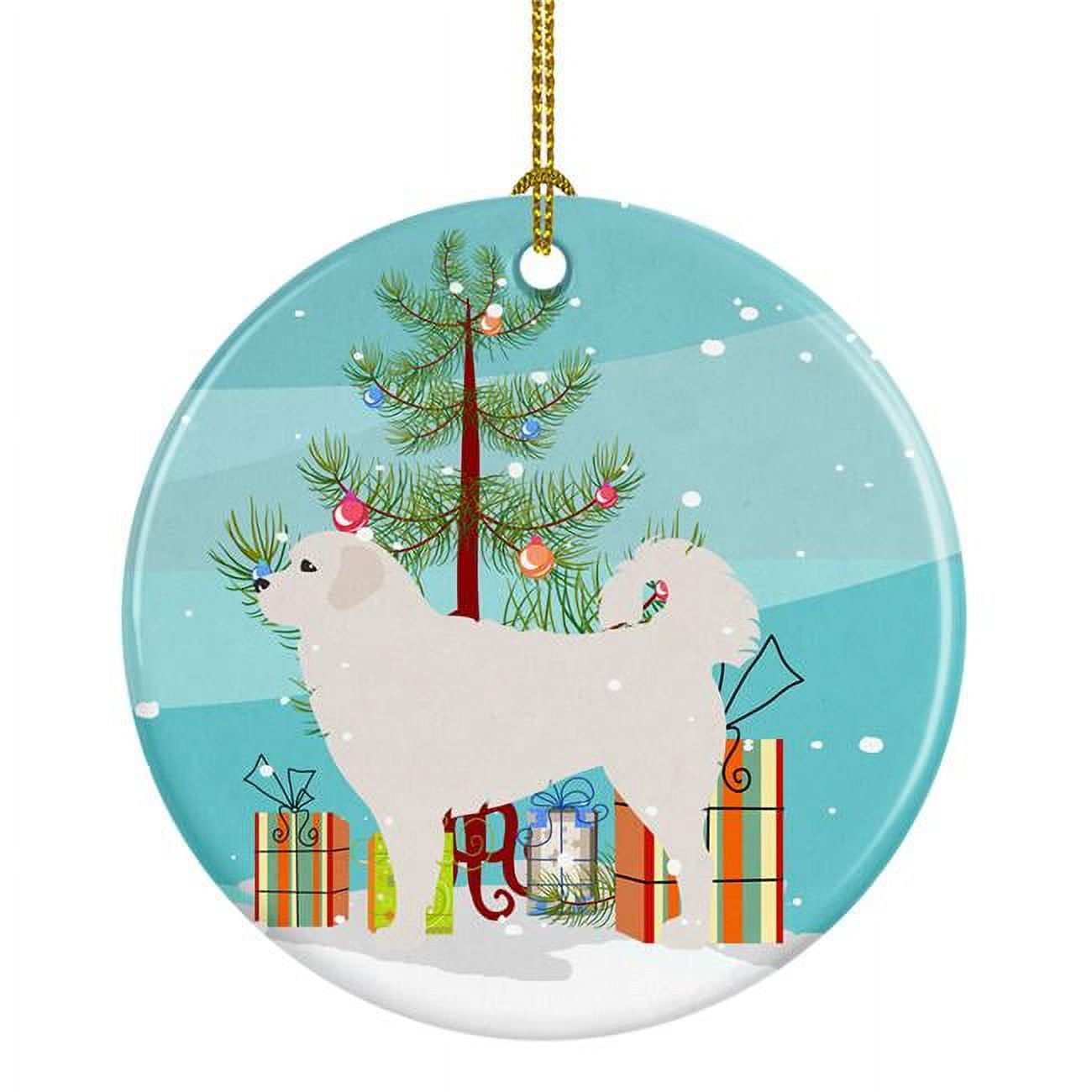 Polish Tatra Sheepdog Merry Christmas Tree Ceramic Ornament