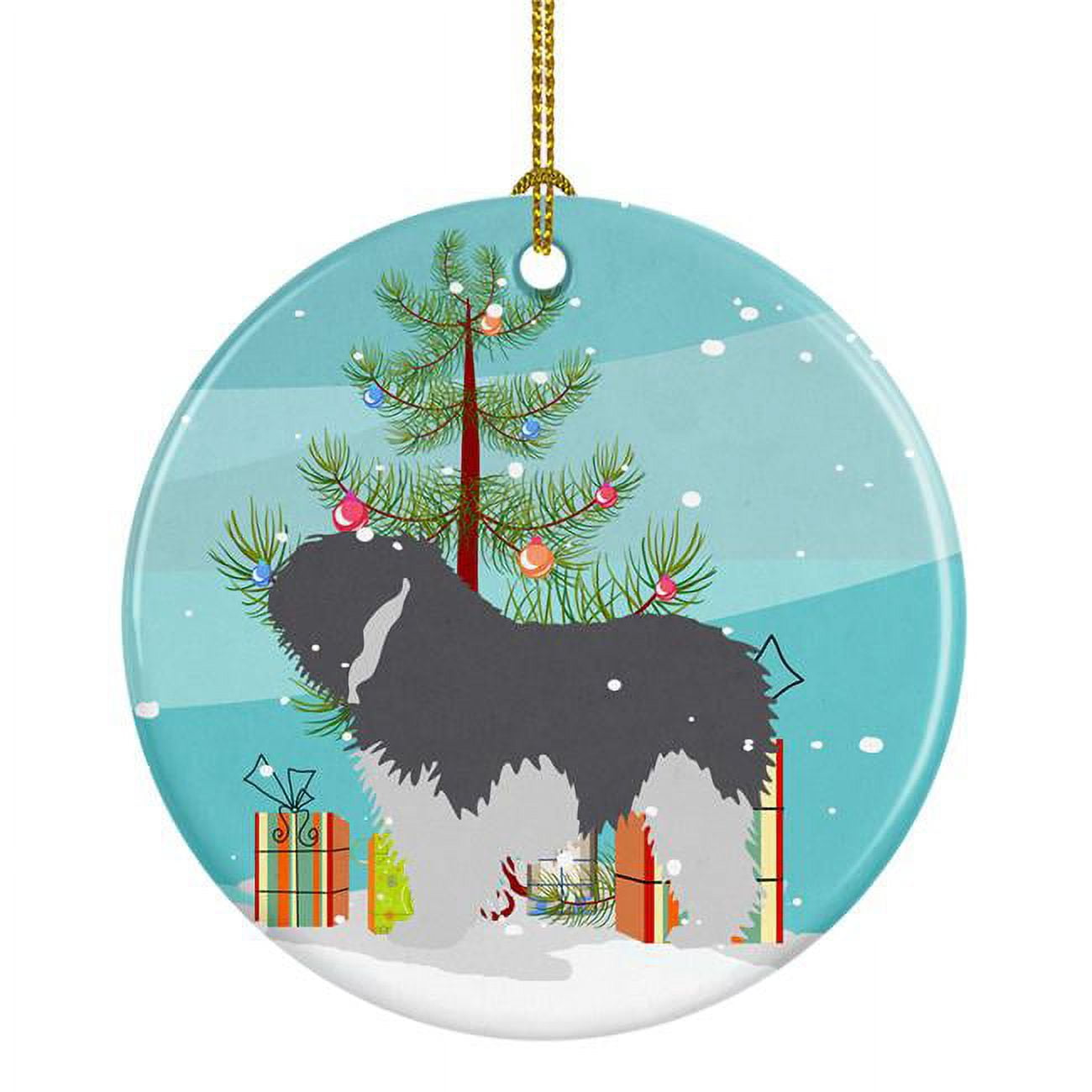 Polish Lowland Sheepdog Dog Merry Christmas Tree Ceramic Ornament