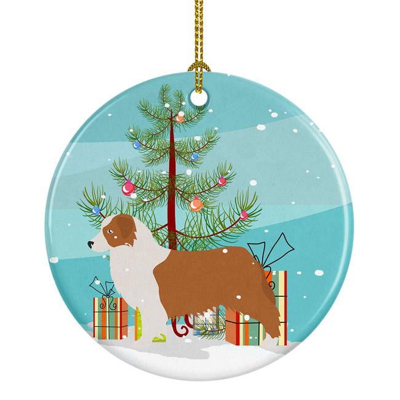 Australian Shepherd Dog Merry Christmas Tree Ceramic Ornament