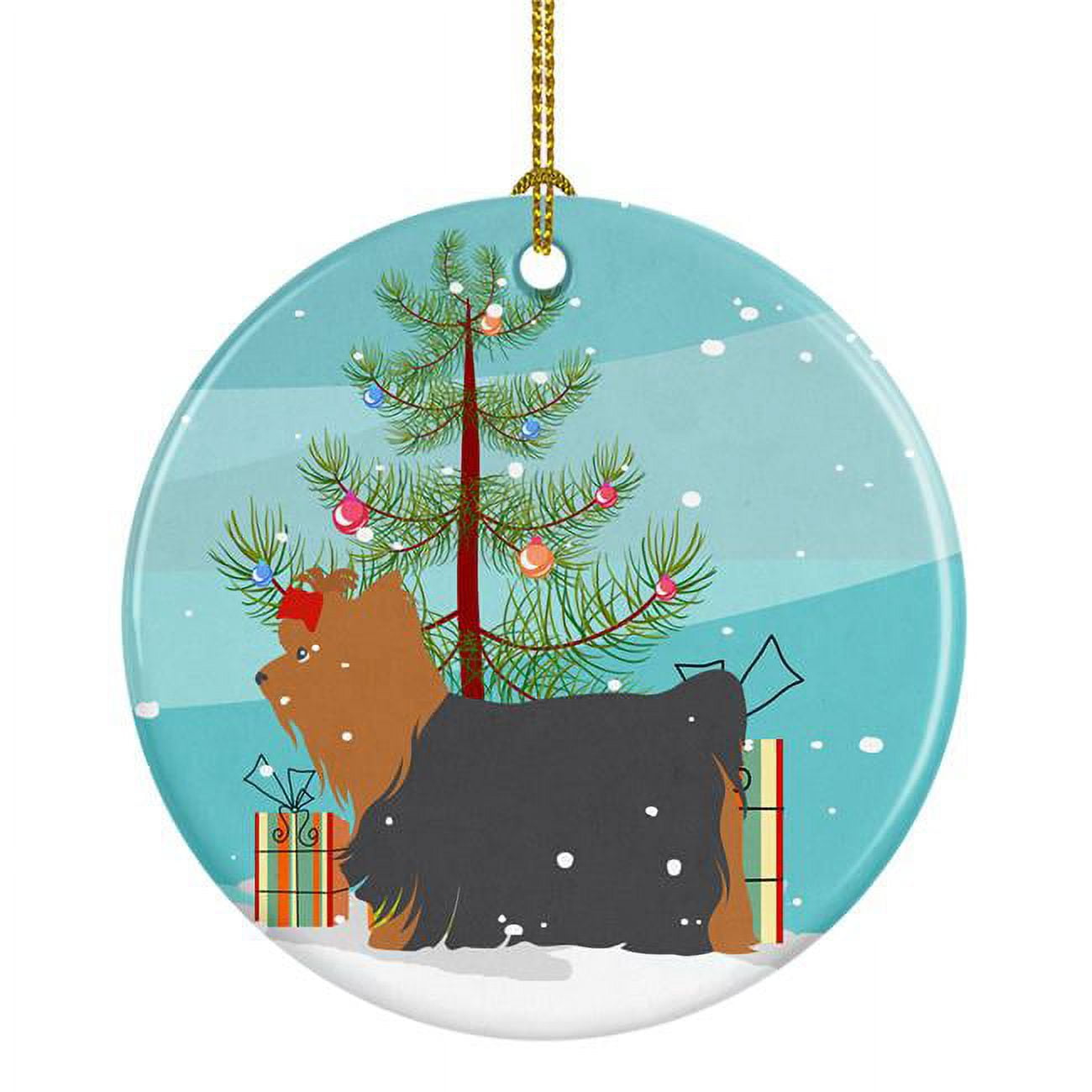 BB2952CO1 Yorkshire Terrier Yorkie Merry Christmas Tree Ceramic Ornament