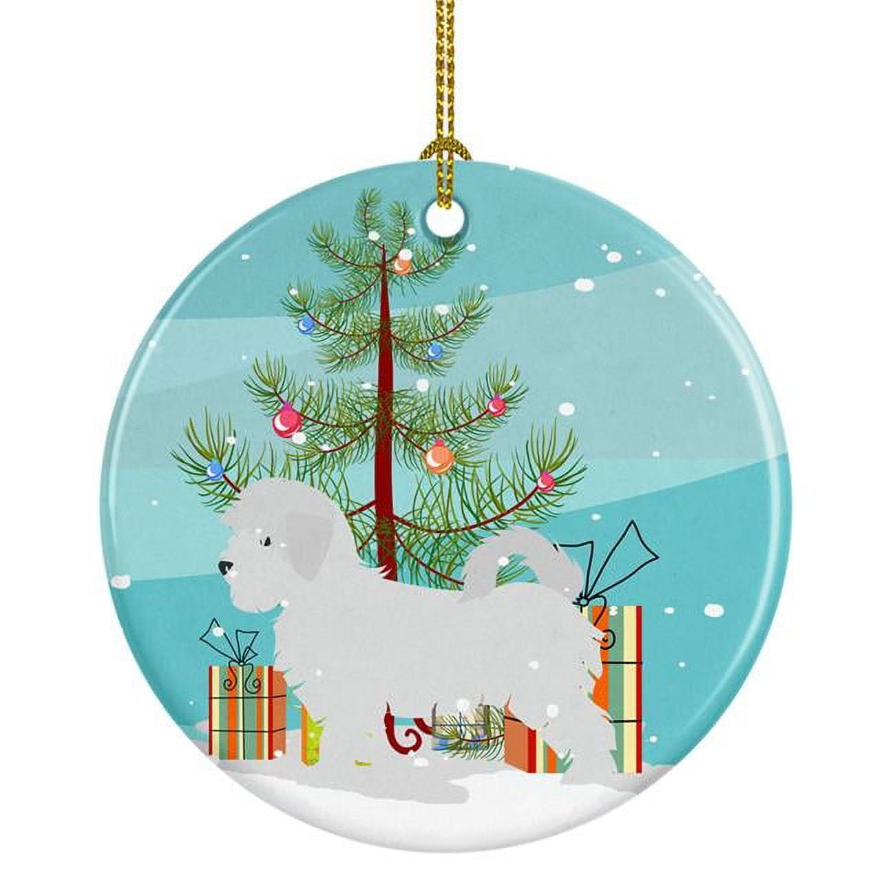 Maltese Merry Christmas Tree Ceramic Ornament