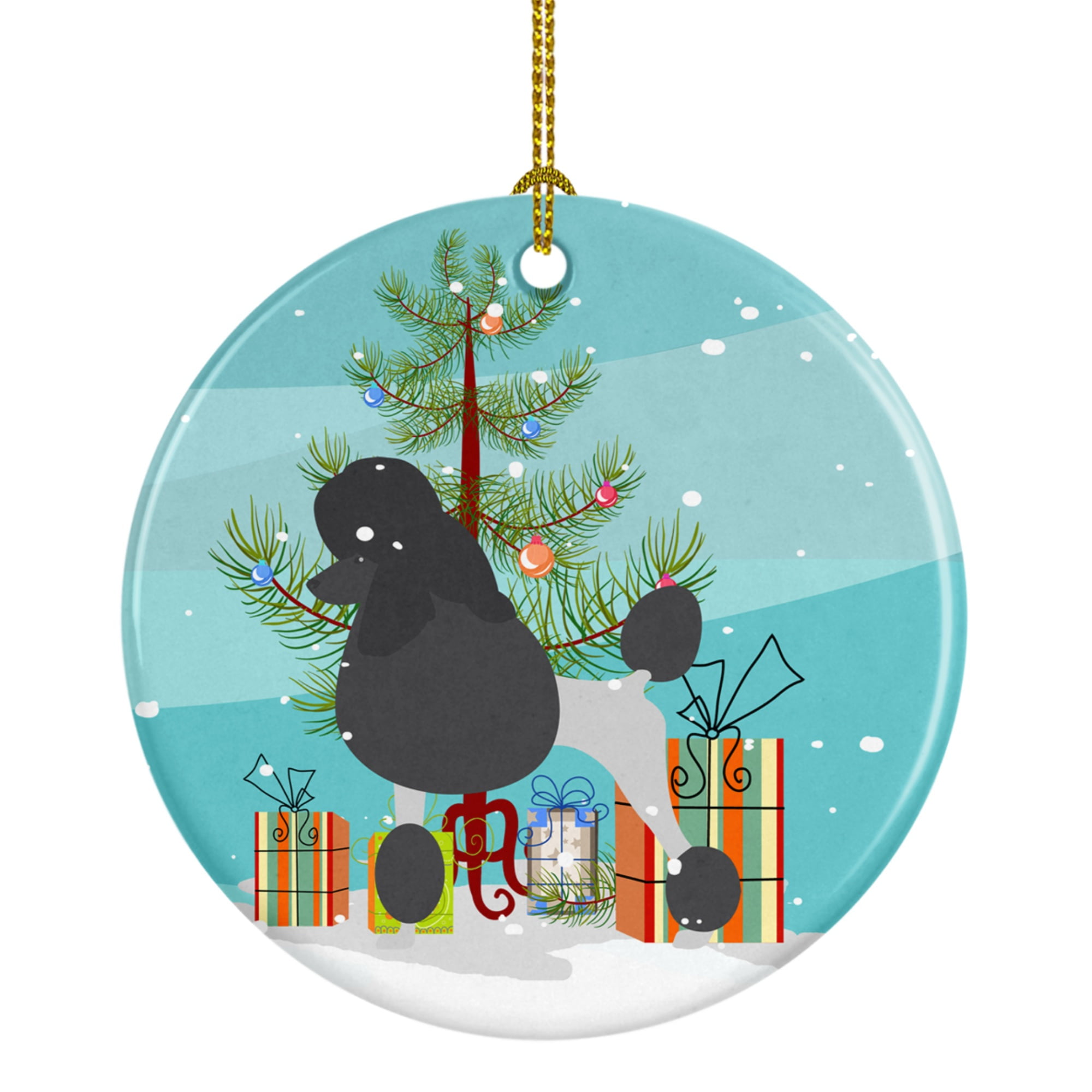 BB2957CO1 Poodle Merry Christmas Tree Ceramic Ornament