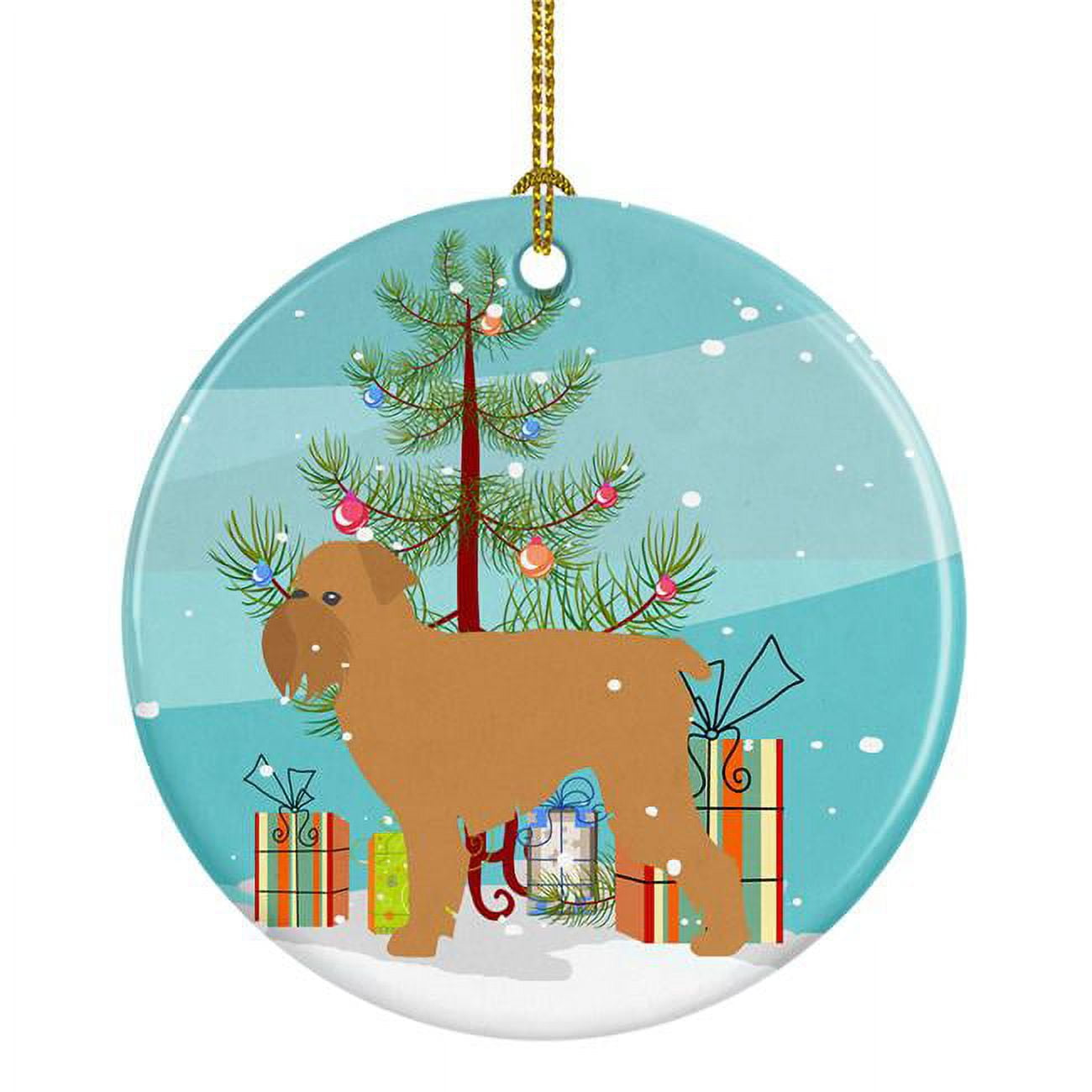 Brussels Griffon Merry Christmas Tree Ceramic Ornament