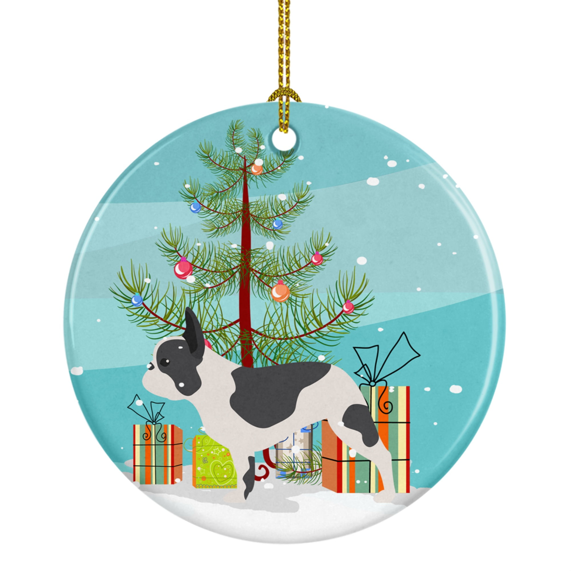 French Bulldog Merry Christmas Tree Ceramic Ornament