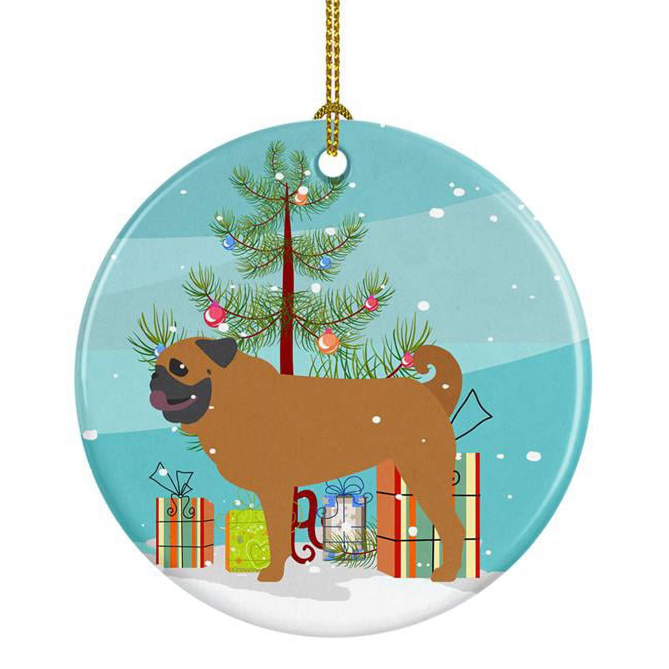 BB2965CO1 Pug Merry Christmas Tree Ceramic Ornament
