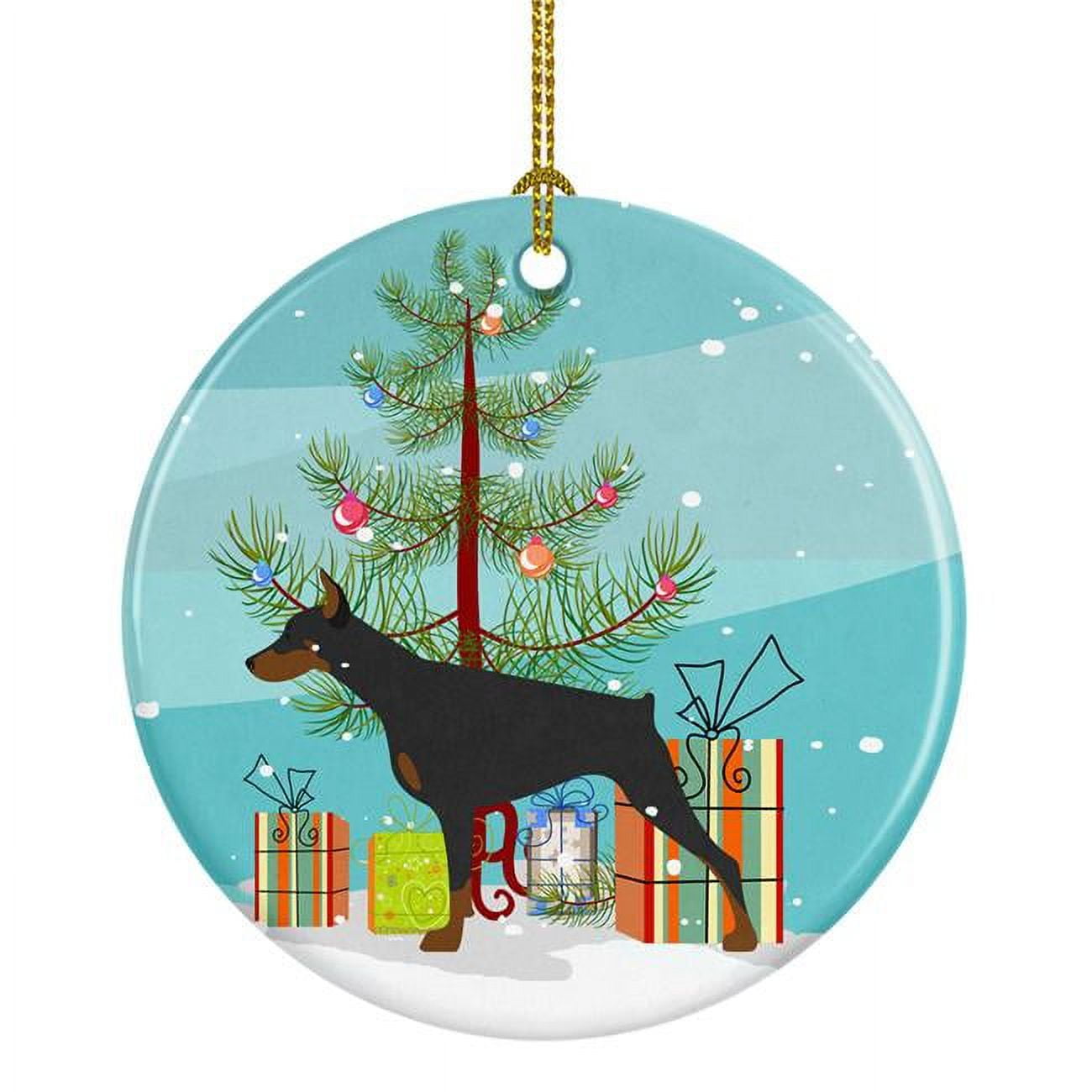 Doberman Pinscher Merry Christmas Tree Ceramic Ornament