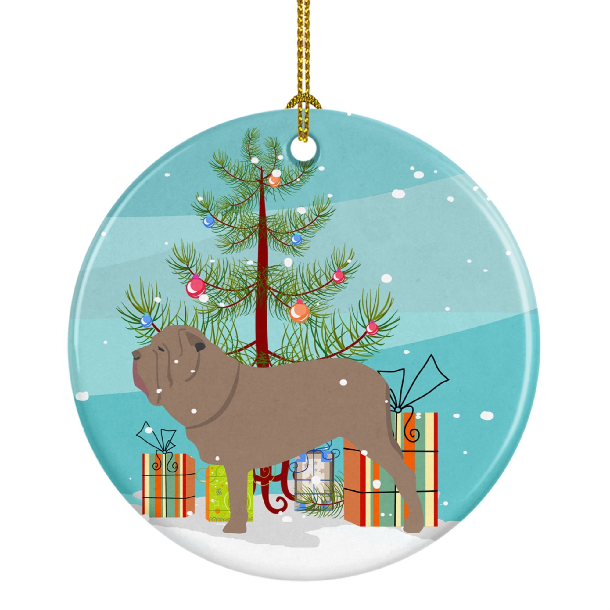 Neapolitan Mastiff Merry Christmas Tree Ceramic Ornament