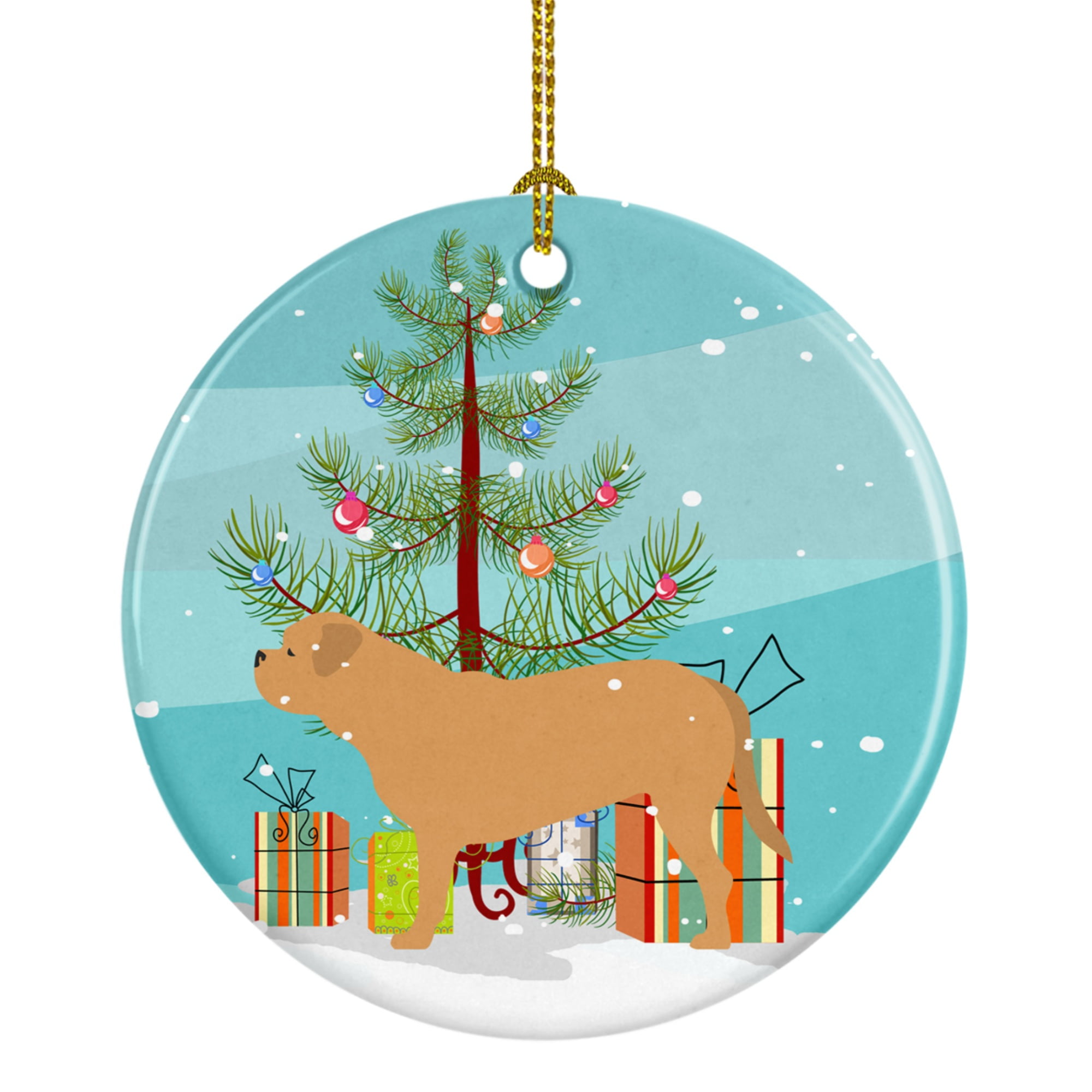 Dogue De Bordeaux Merry Christmas Tree Ceramic Ornament