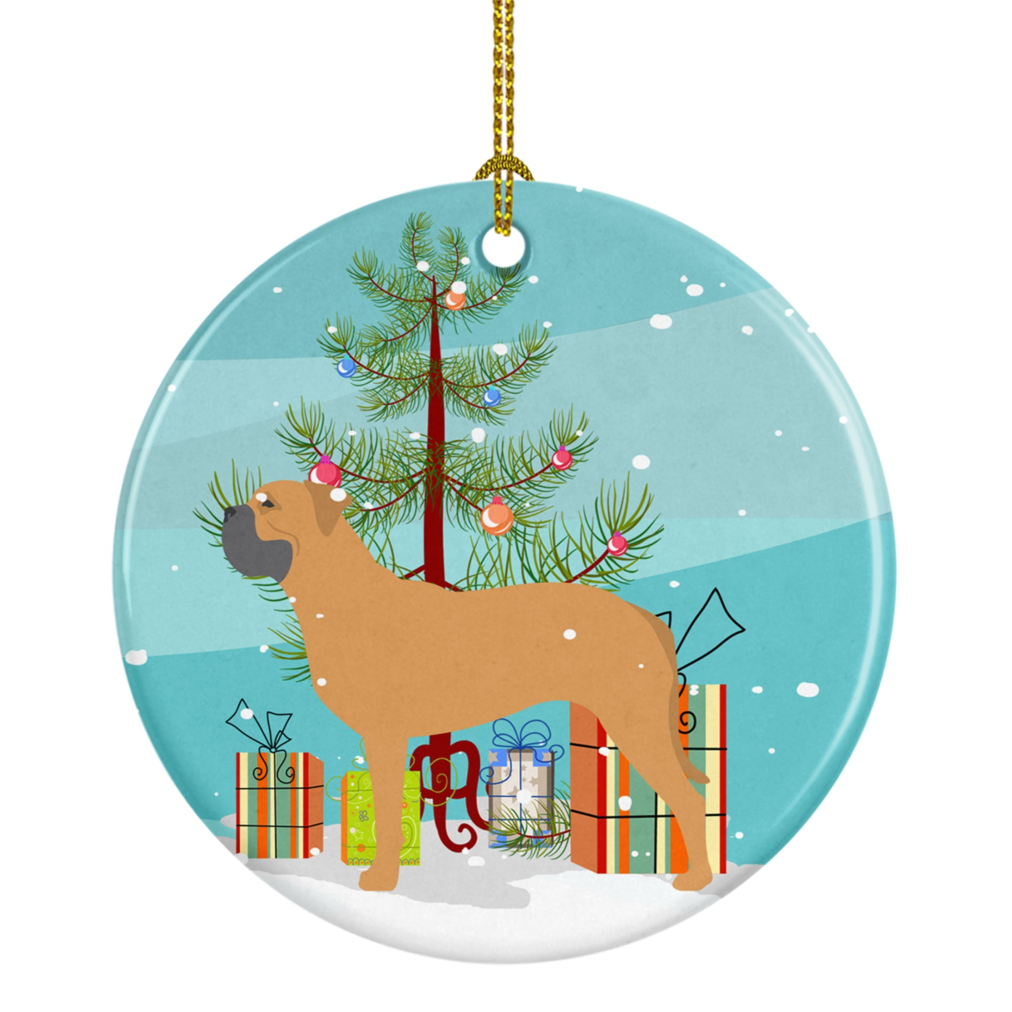 Bullmastiff Merry Christmas Tree Ceramic Ornament