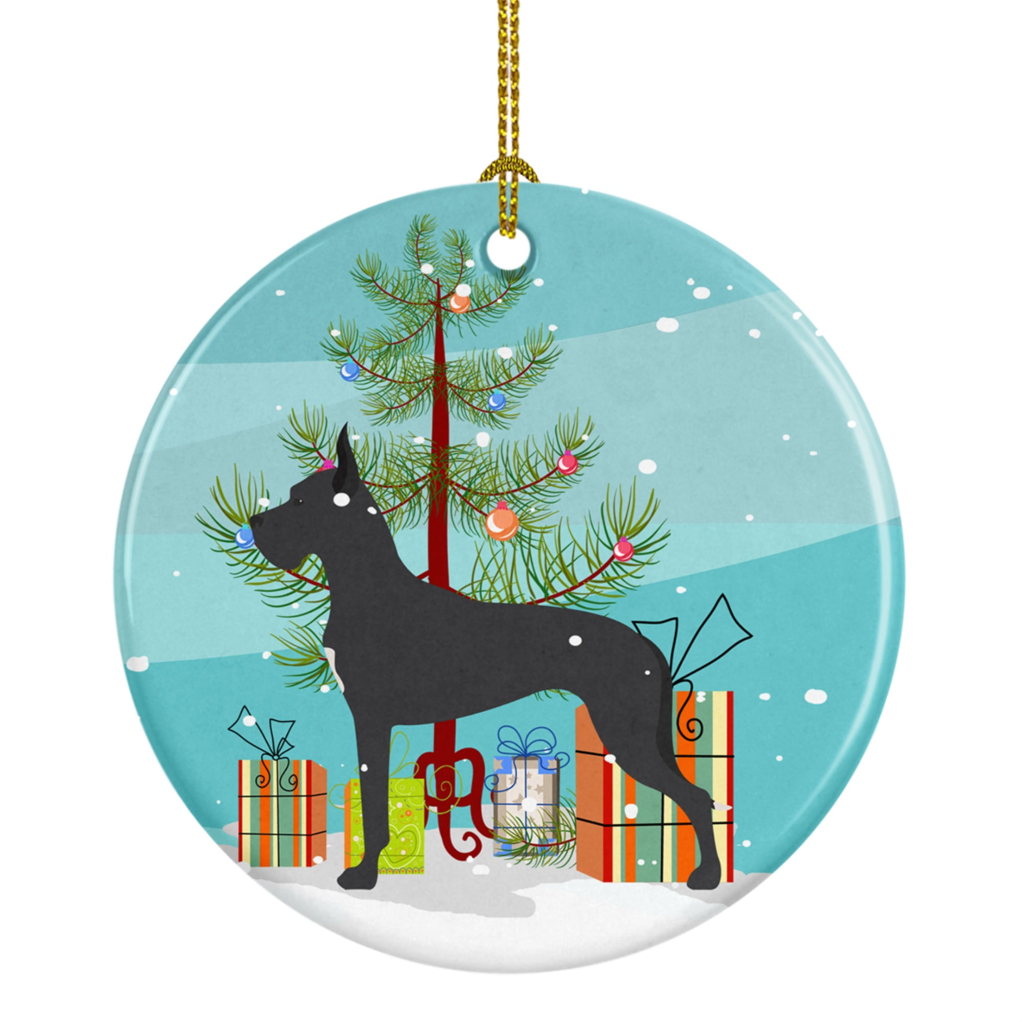 Great Dane Merry Christmas Tree Ceramic Ornament