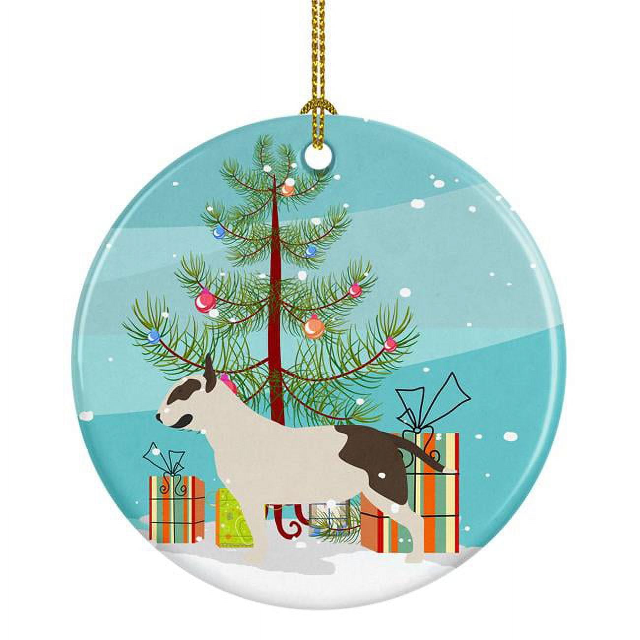 Bull Terrier Merry Christmas Tree Ceramic Ornament