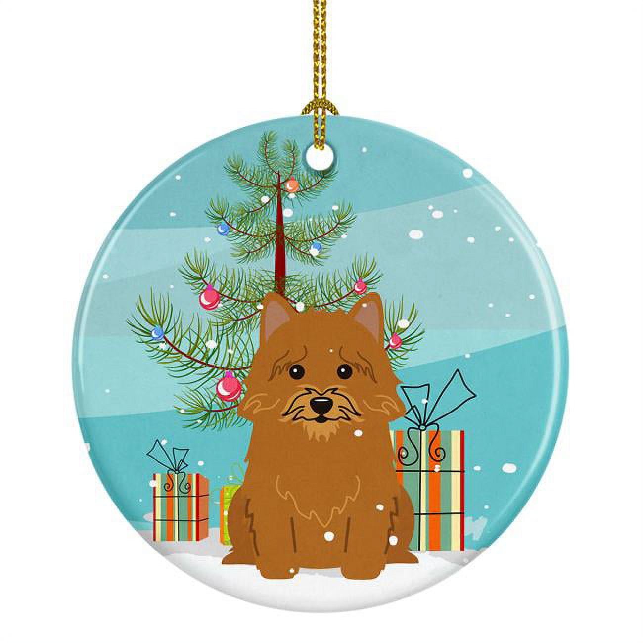 Merry Christmas Tree Norwich Terrier Ceramic Ornament