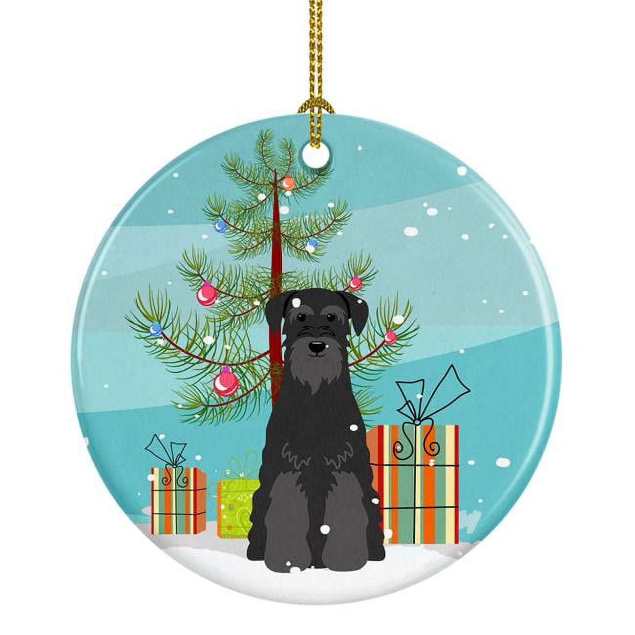 Merry Christmas Tree Standard Schnauzer Black Ceramic Ornament