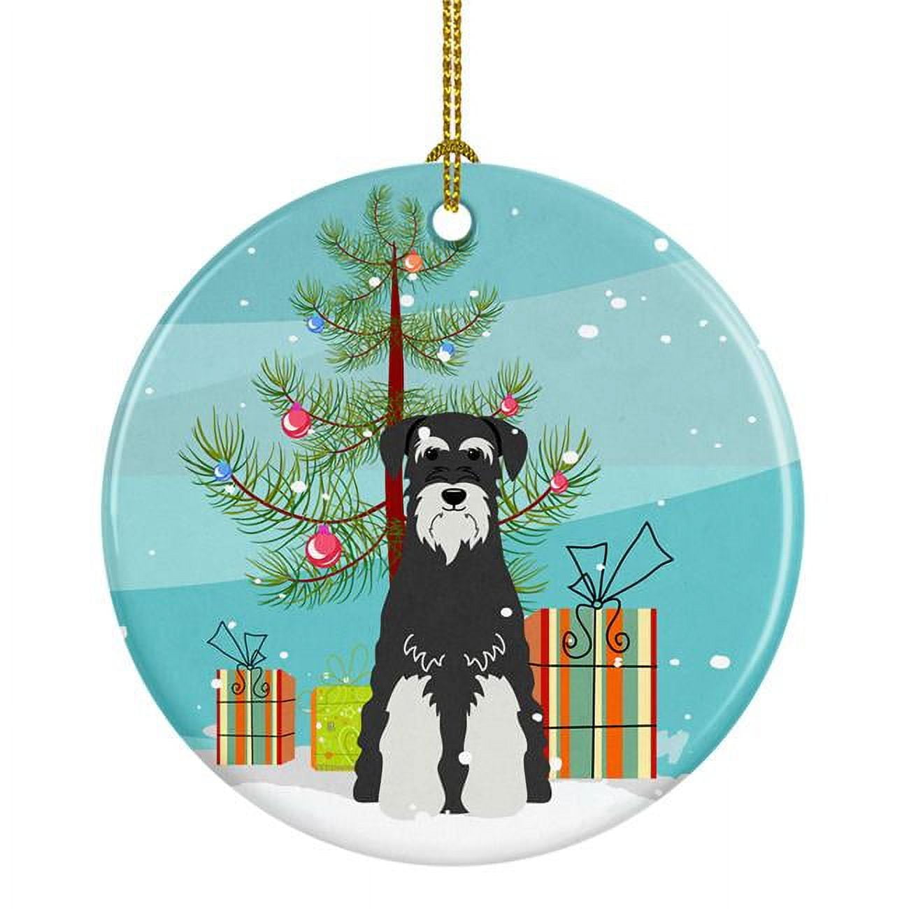 Merry Christmas Tree Standard Schnauzer Salt & Pepper Ceramic Ornament