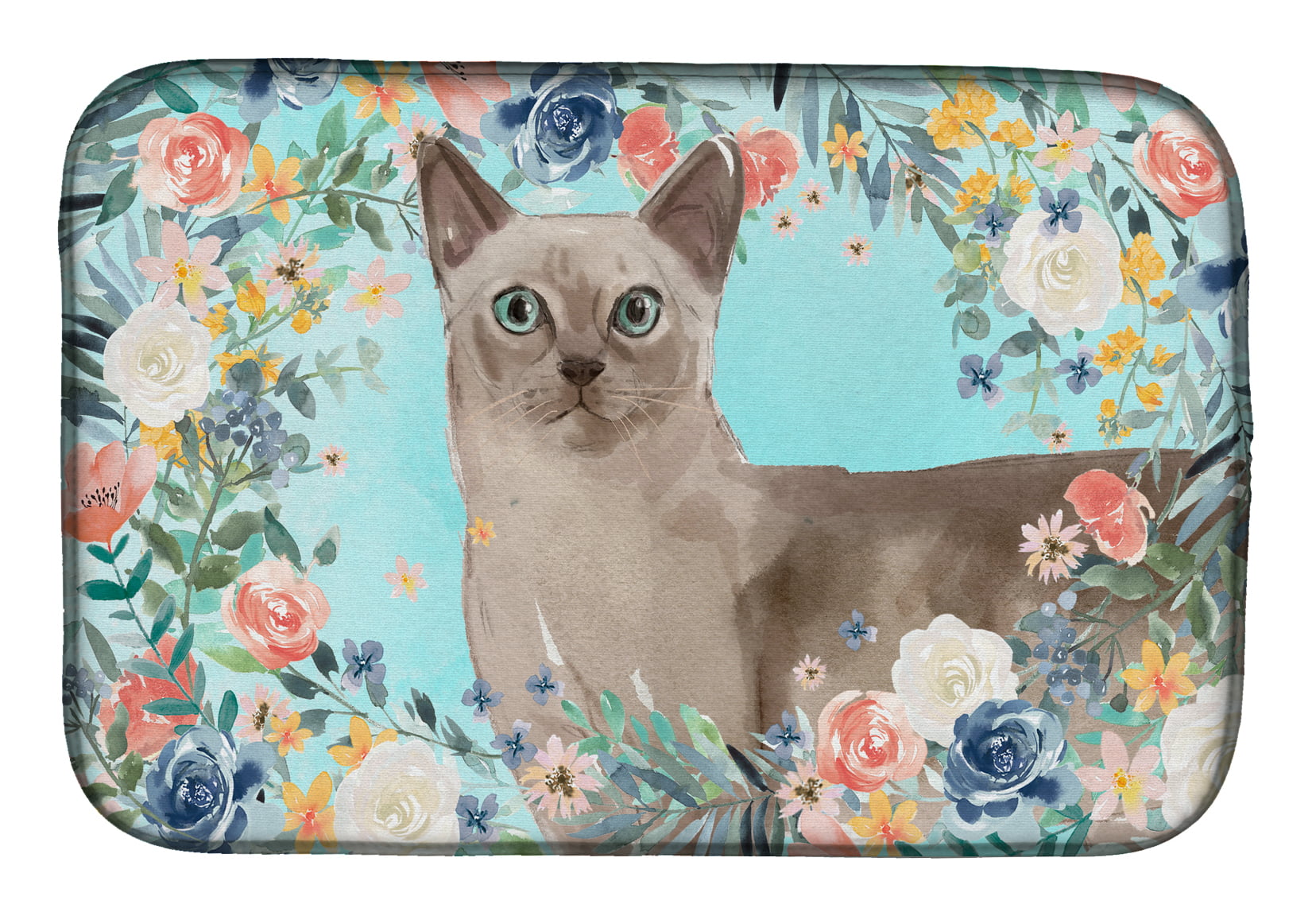 CK3400DDM Tonkinese Spring Flowers Dish Drying Mat