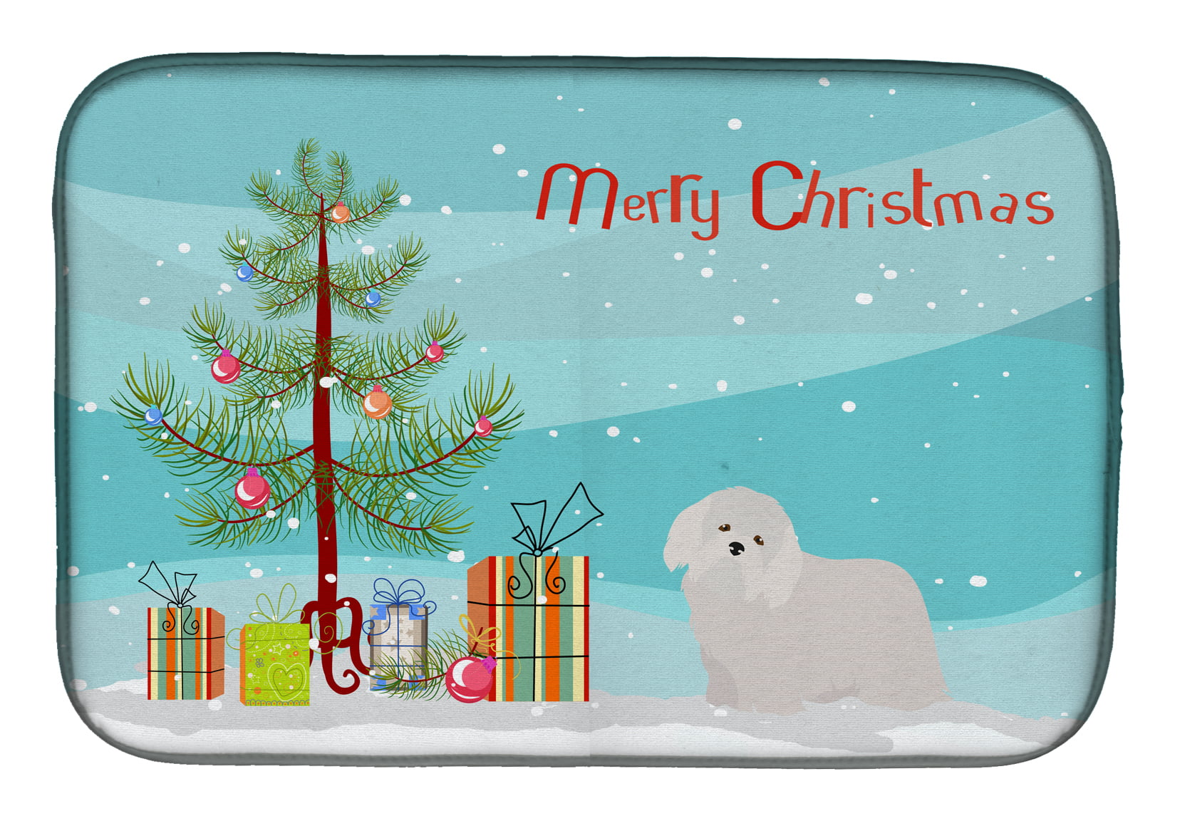 CK3448DDM Coton De Tulear Christmas Tree Dish Drying Mat