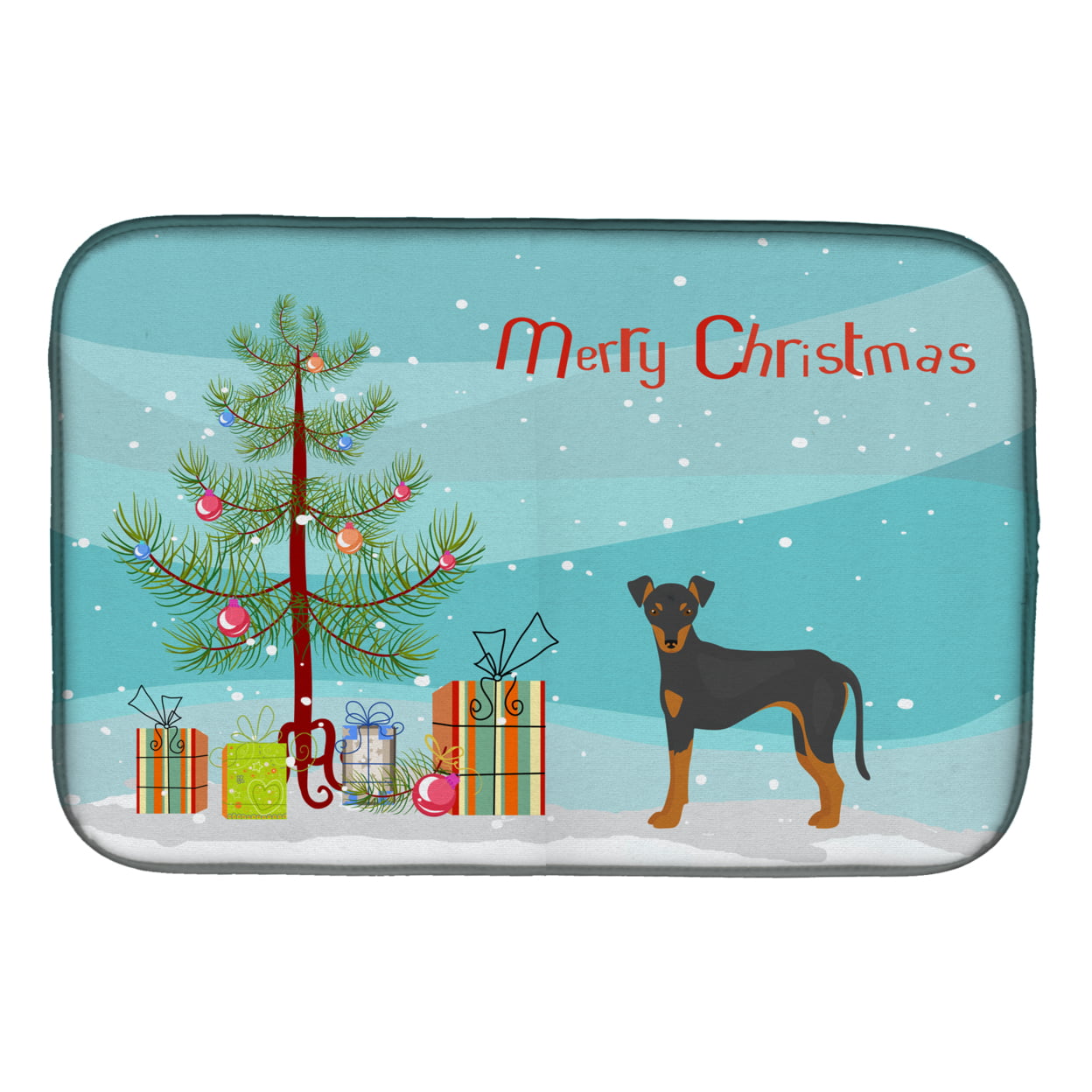 Manchester Terrier Christmas Tree Dish Drying Mat