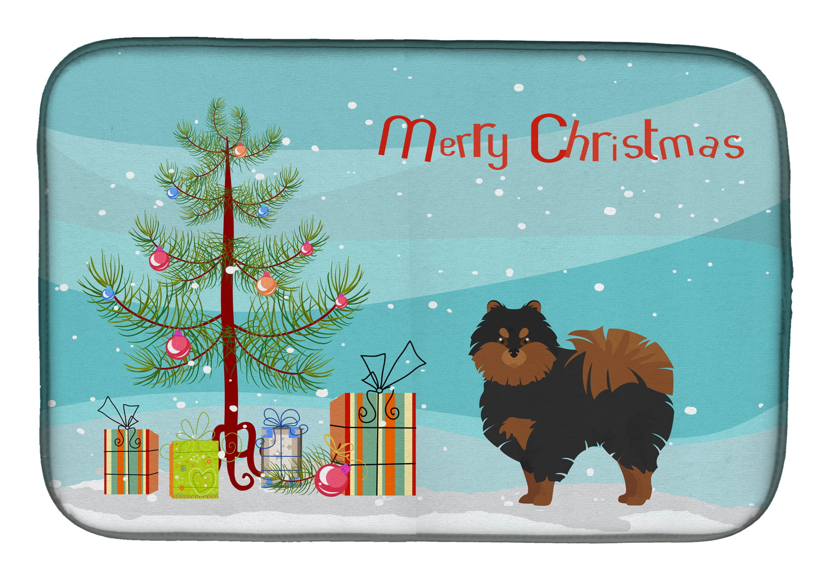 CK3477DDM Pomeranian Christmas Tree Dish Drying Mat