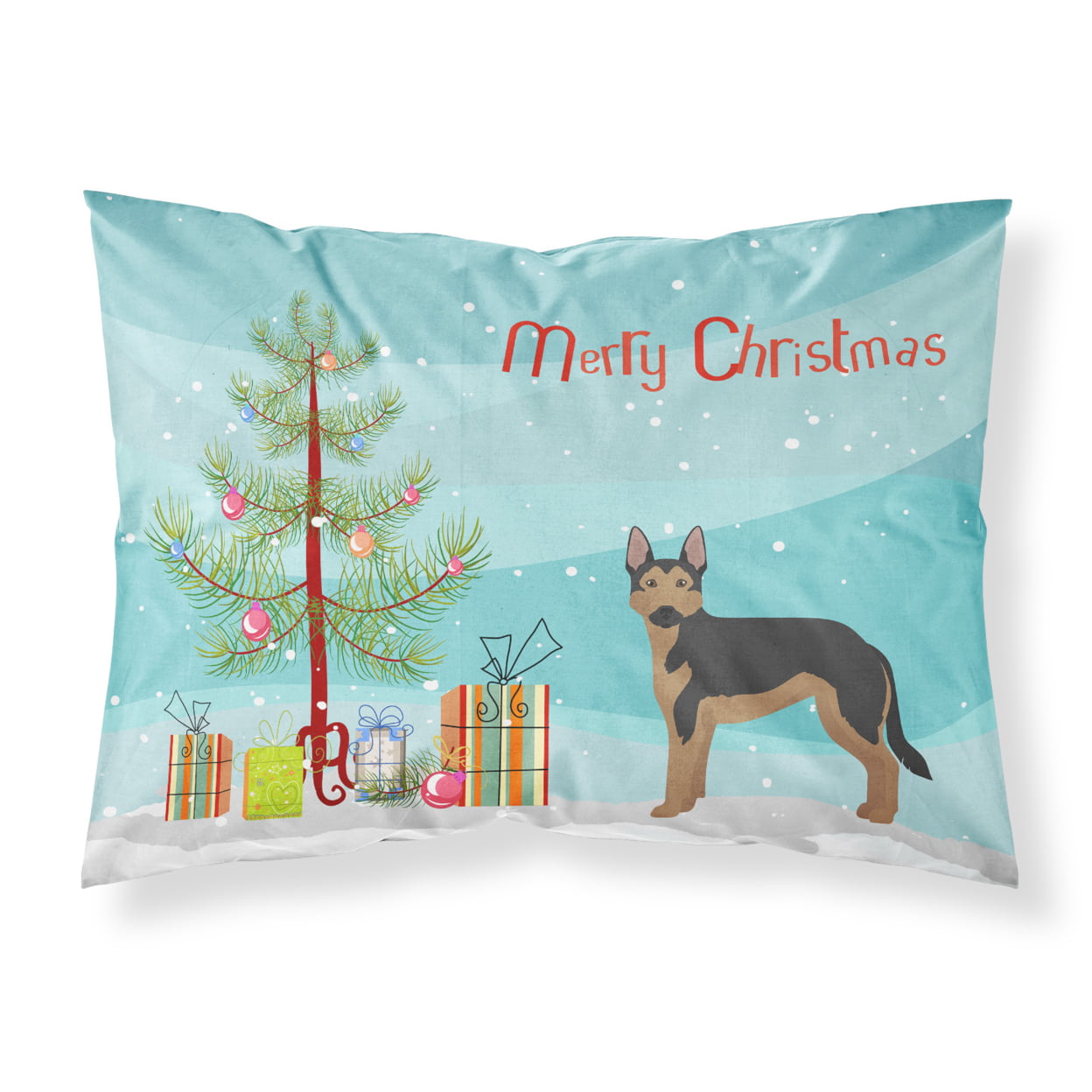 German Sheprador No.2 Christmas Tree Fabric Standard Pillowcase