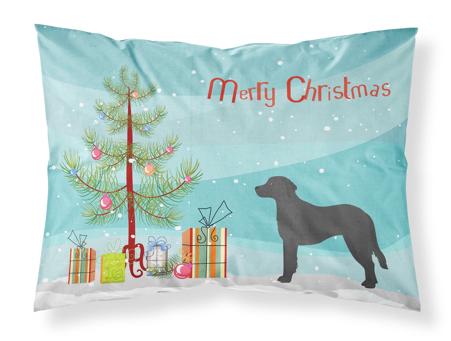 Black Goldador Christmas Tree Fabric Standard Pillowcase