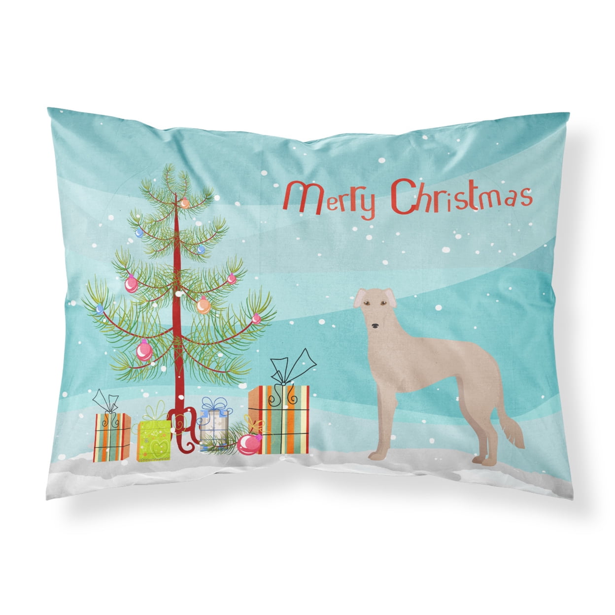 Tan Longdog Christmas Tree Fabric Standard Pillowcase