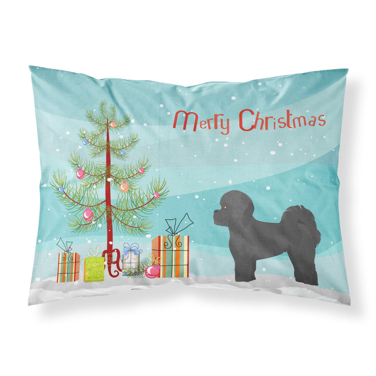 Black Mal-Shi Christmas Tree Fabric Standard Pillowcase