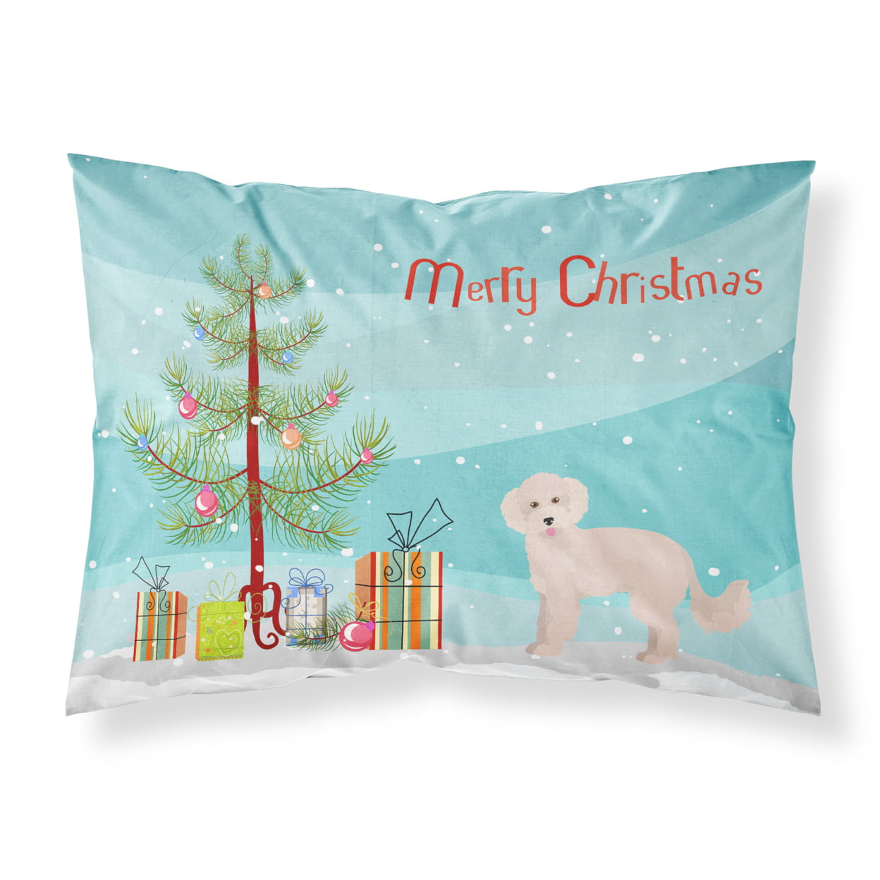 Maltipoo Christmas Tree Fabric Standard Pillowcase