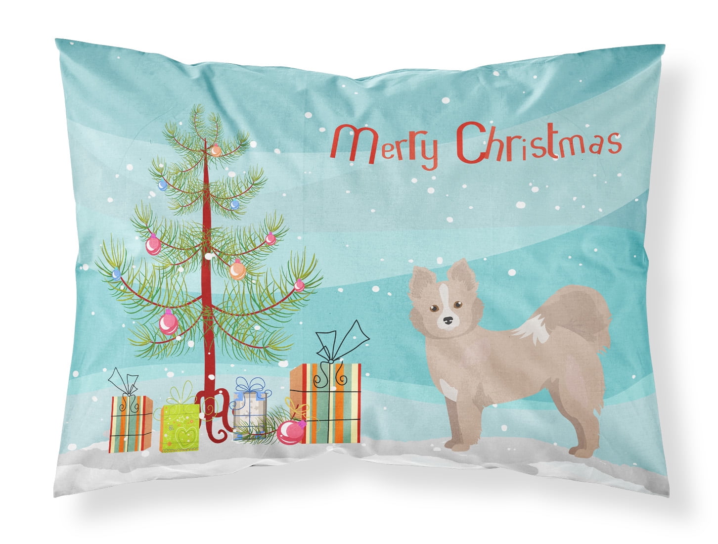 Tan Pomchi Christmas Tree Fabric Standard Pillowcase