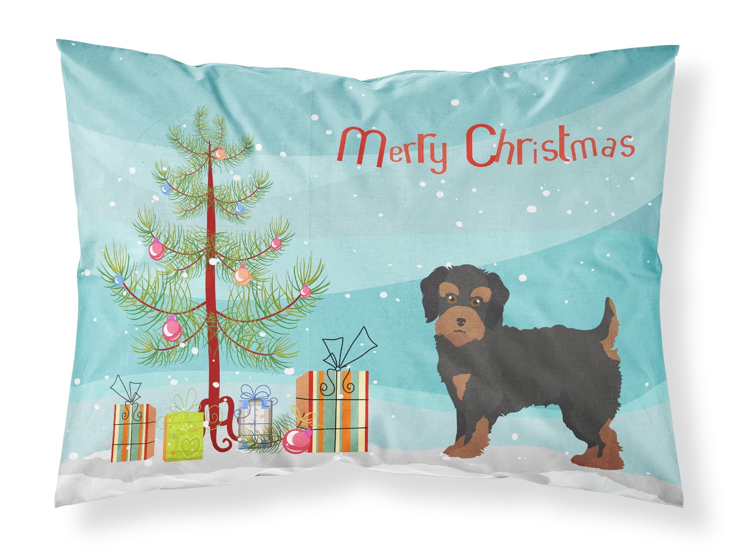 Yorkiepoo No.1 Christmas Tree Fabric Standard Pillowcase