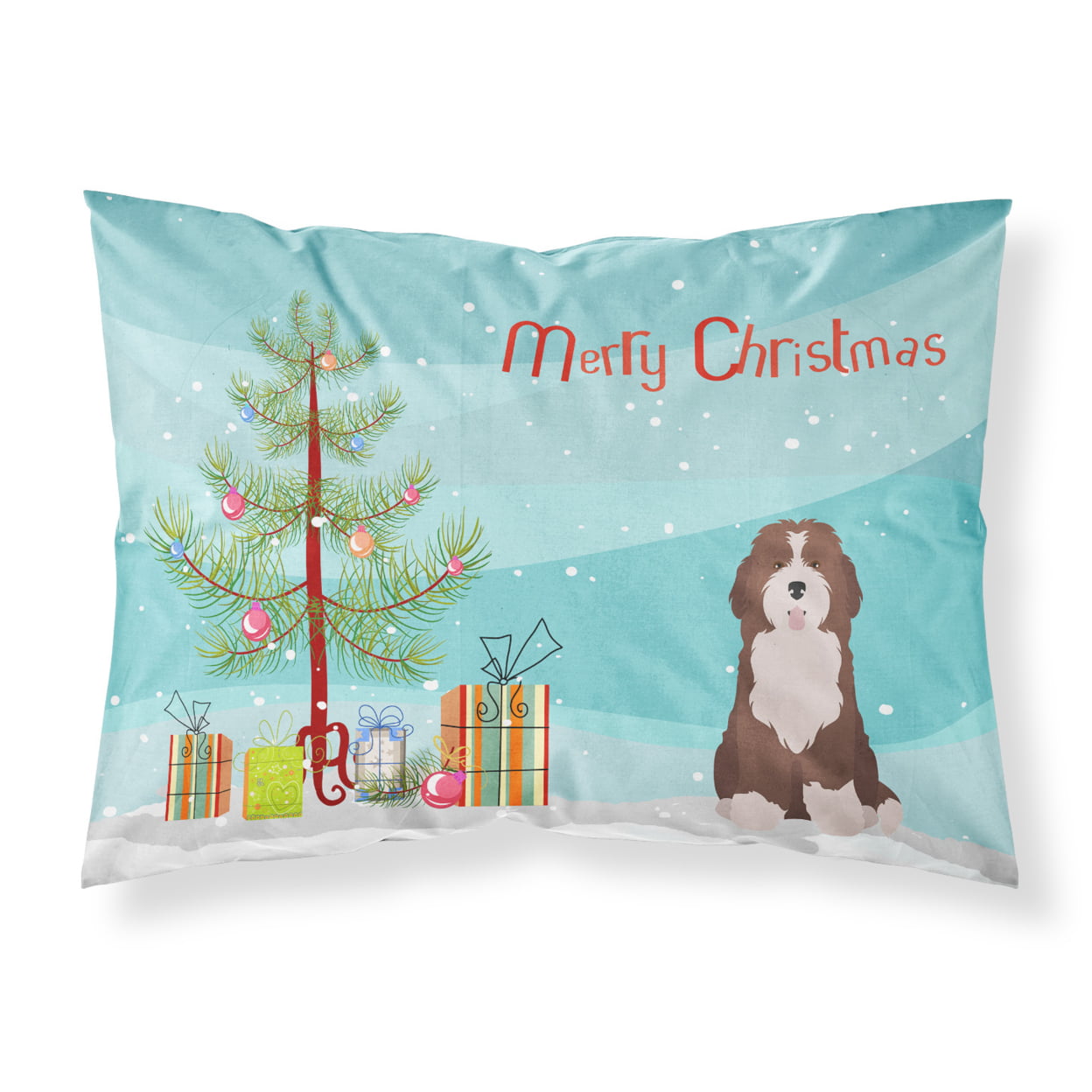 Bernedoodle No.2 Christmas Tree Fabric Standard Pillowcase