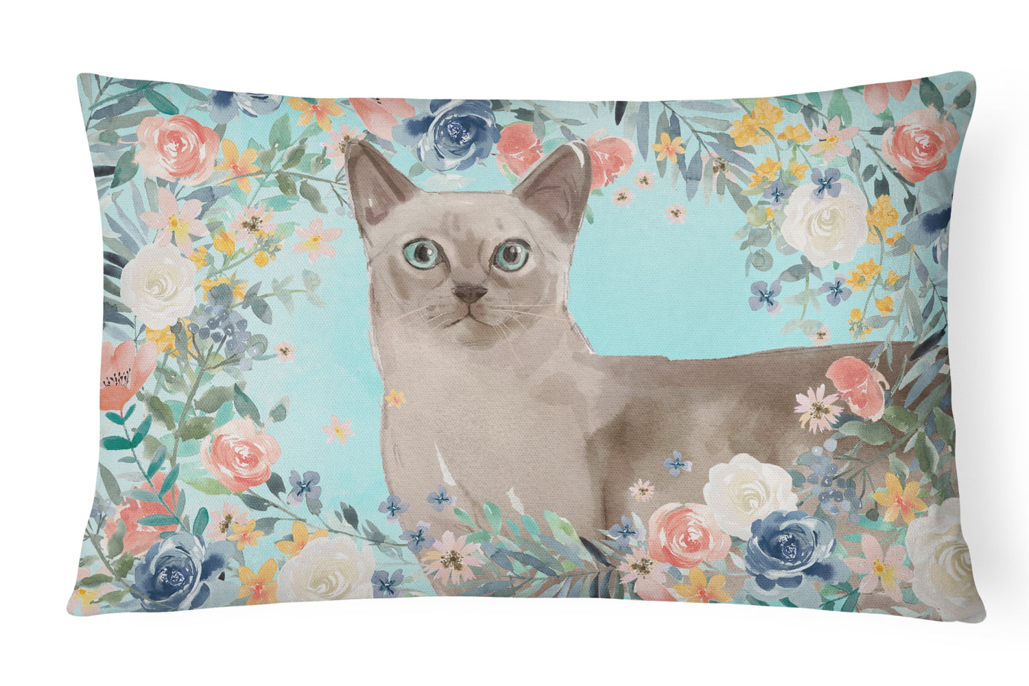 Tonkinese Spring Flowers Canvas Fabric Decorative Pillow