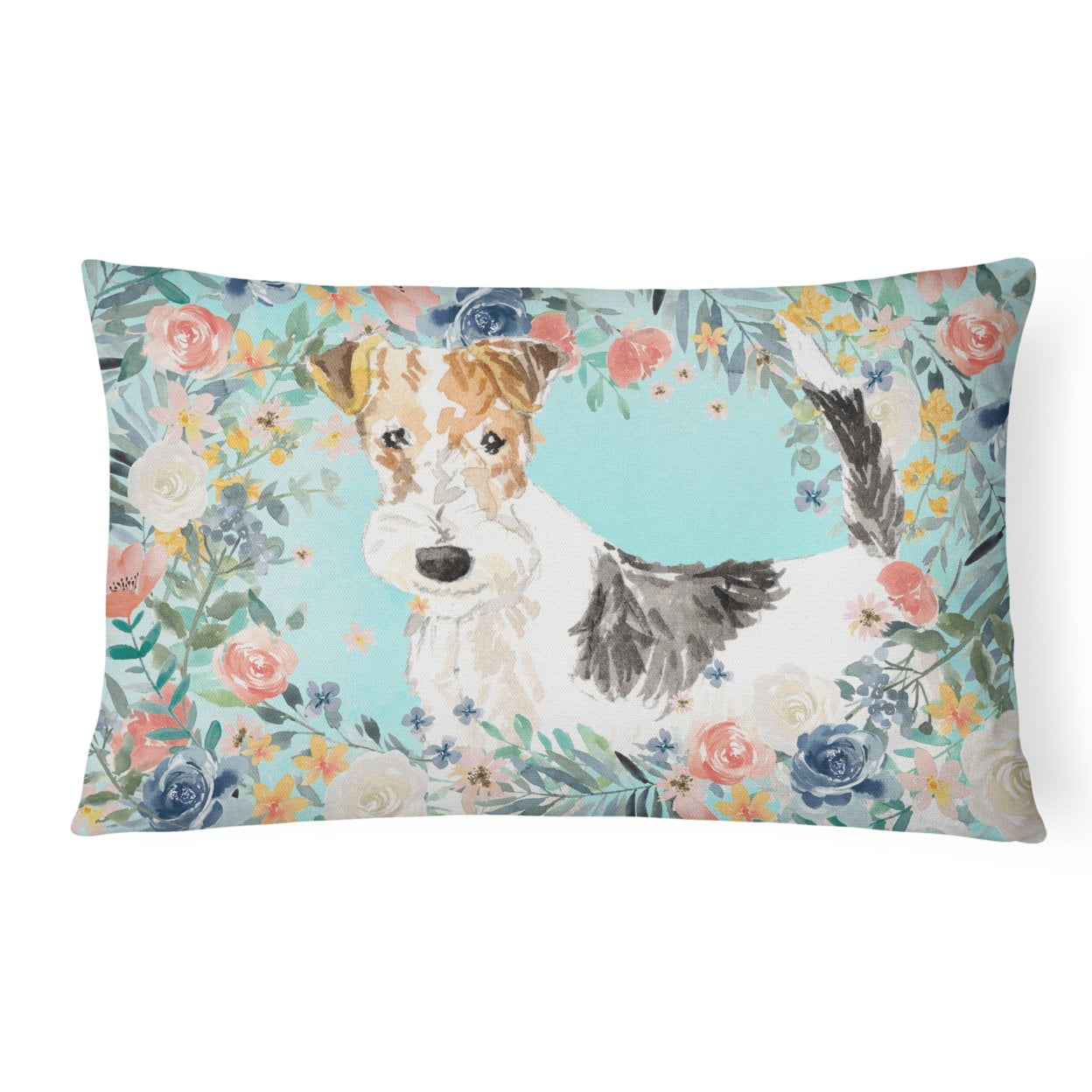 CK3402PW1216 Fox Terrier Canvas Fabric Decorative Pillow