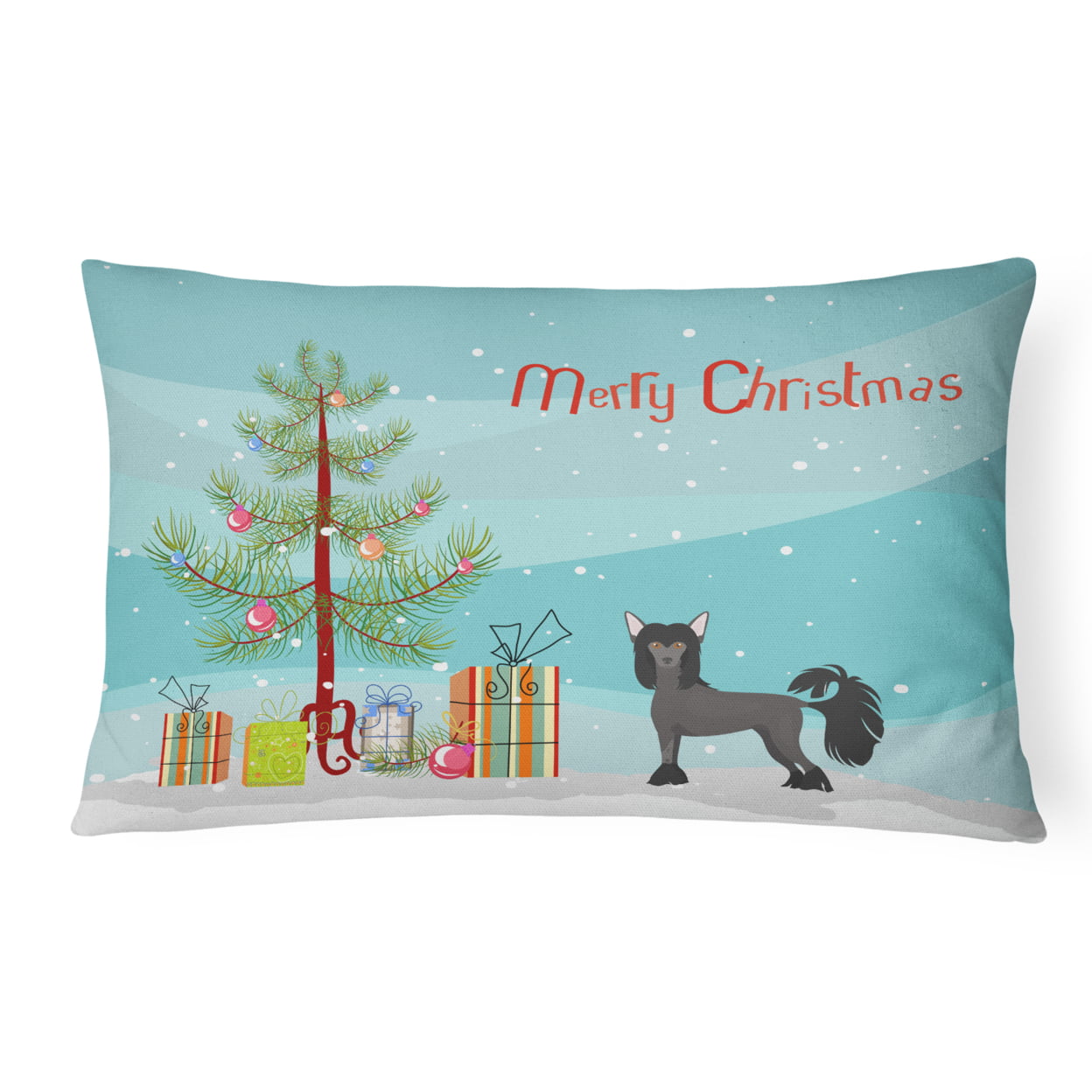 Chinese Crested Christmas Tree Canvas Fabric Decorative Pillow