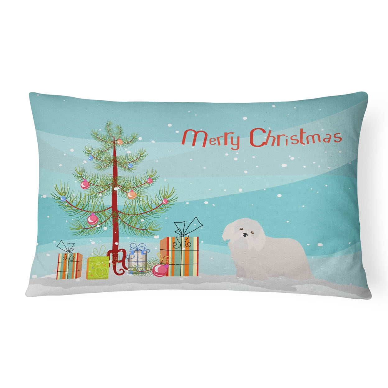 Coton De Tulear Christmas Tree Canvas Fabric Decorative Pillow
