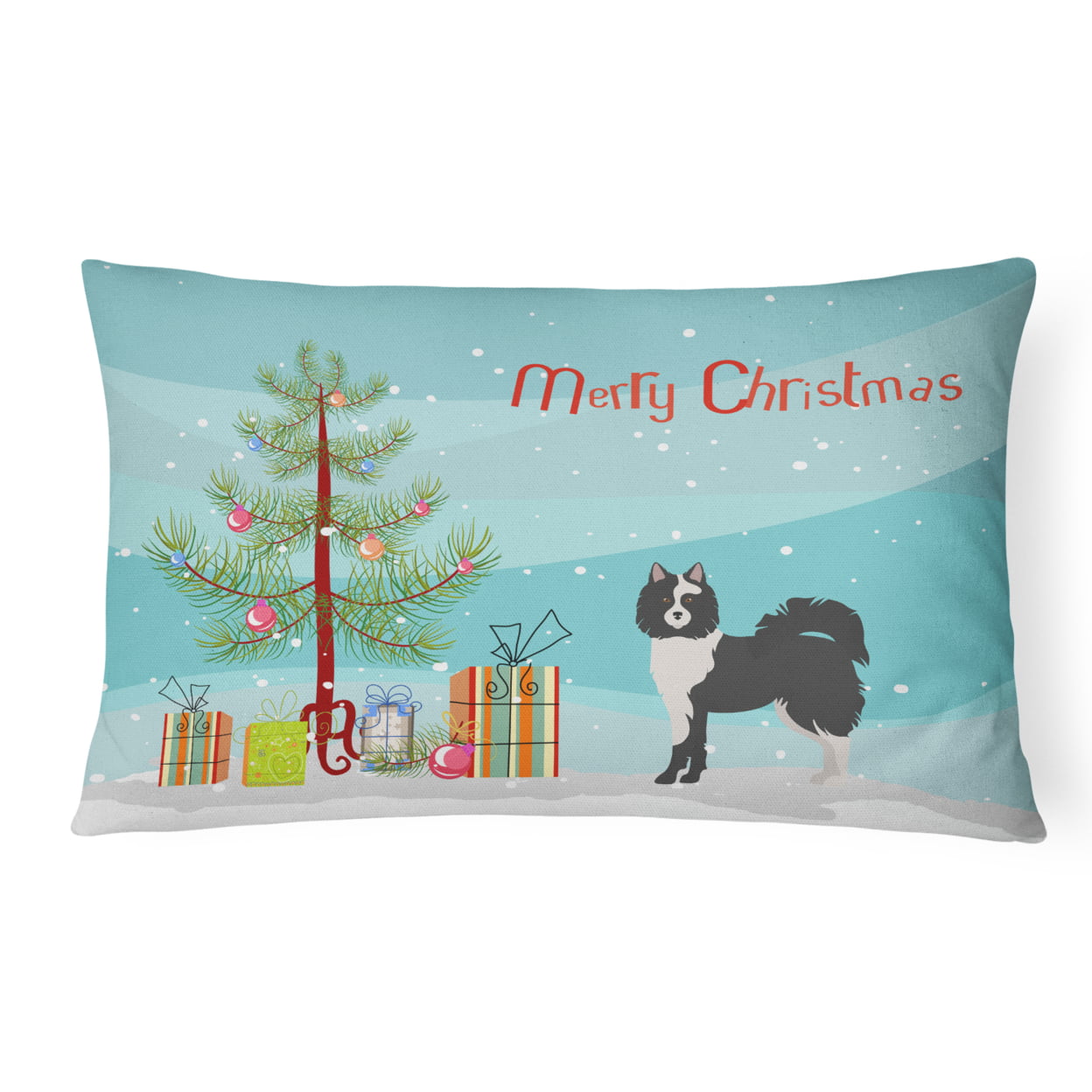 Black & White Elo Dog Christmas Tree Canvas Fabric Decorative Pillow