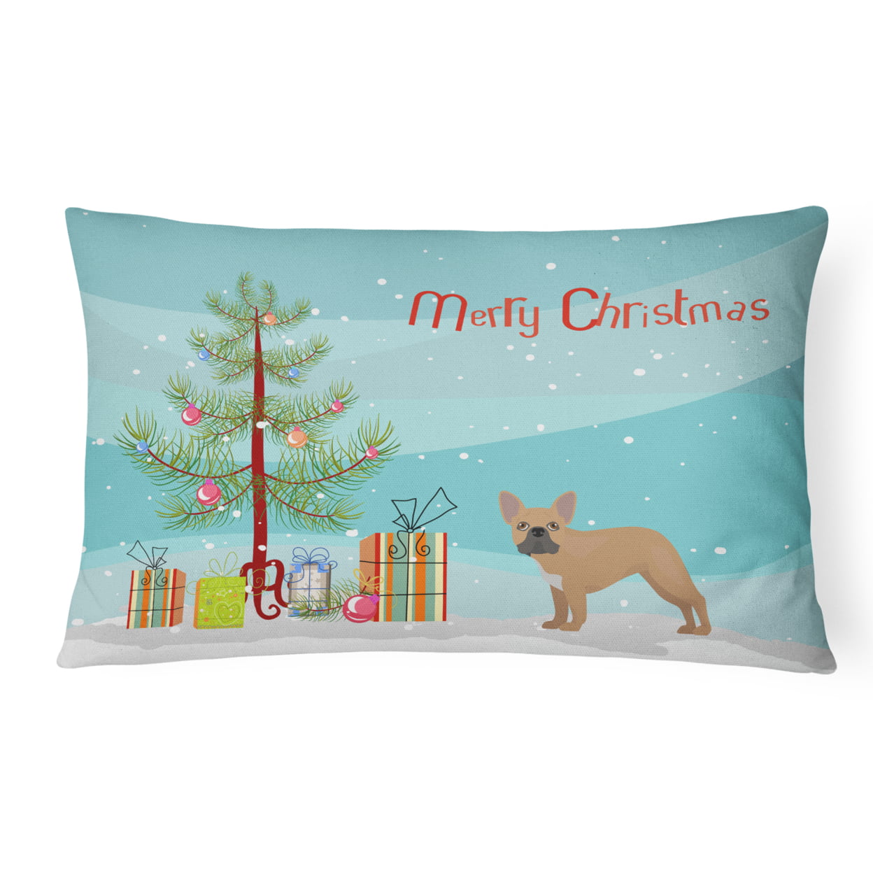 French Bulldog Christmas Tree Canvas Fabric Decorative Pillow