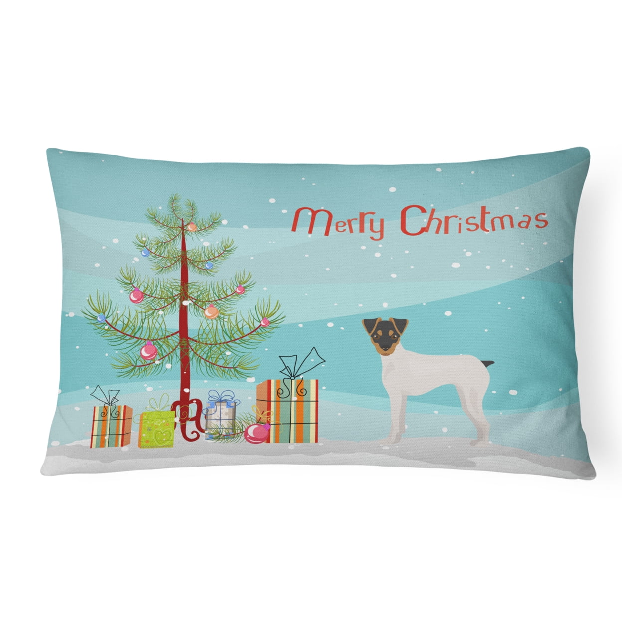 Japanese Terrier Christmas Tree Canvas Fabric Decorative Pillow