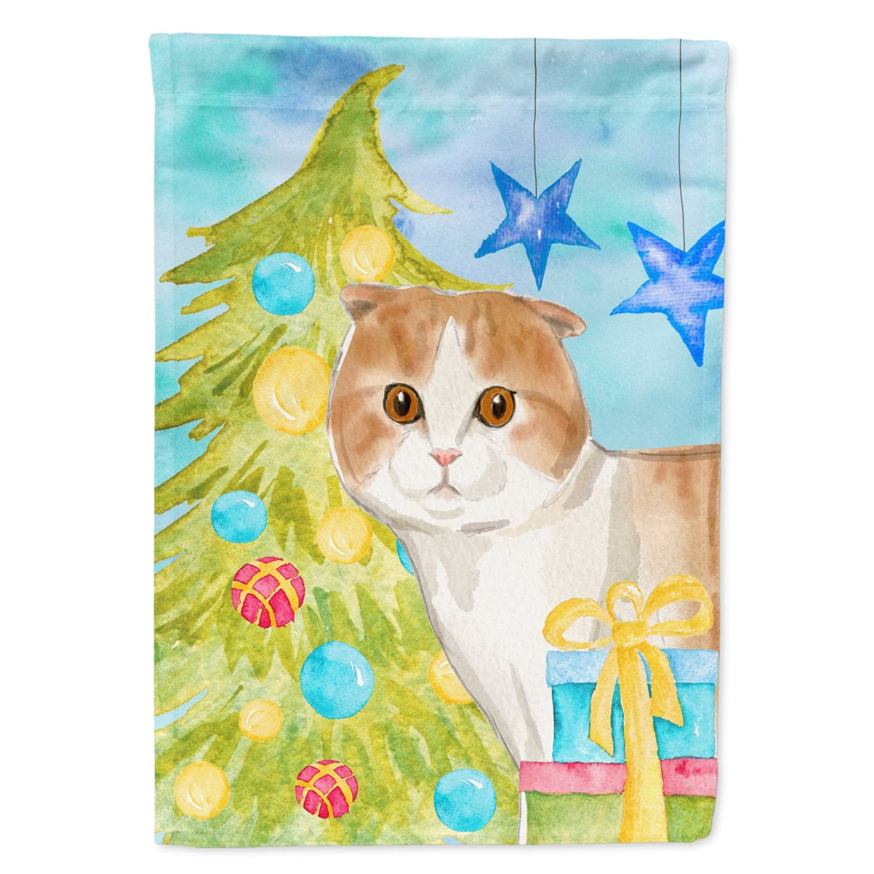 Scottish Fold Christmas Presents Flag Canvas House Size