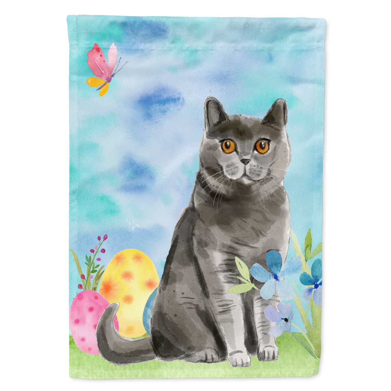 British Shorthair Easter Eggs Flag Canvas House Size